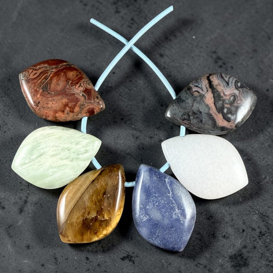Gemstone Pendant, Leaf or Petal Shape Pendant, Vertical Top Drilled Large Hole * 1 Pendant