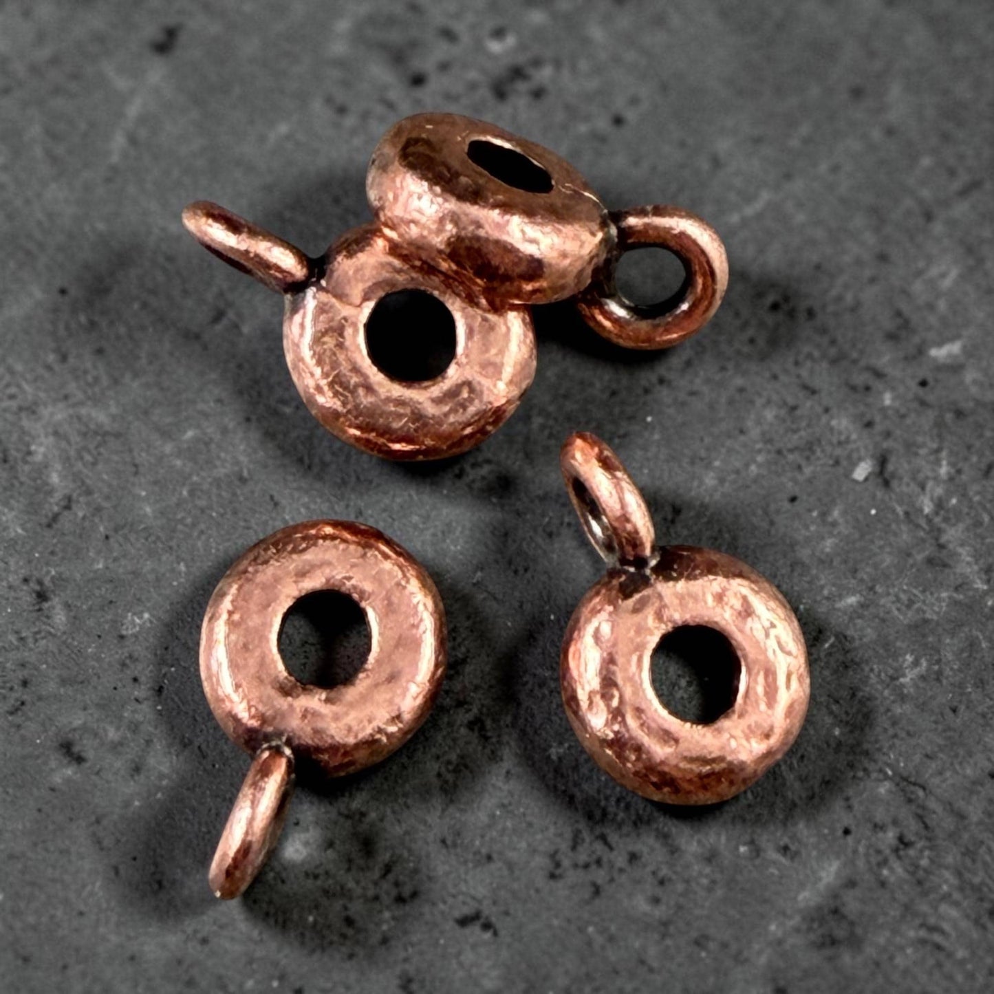 TierraCast Hammered Spacer Bead with Bail Loop, 8x3mm Spacer 2.75mm Hole (PF/892-87.lt) * Qty. 4