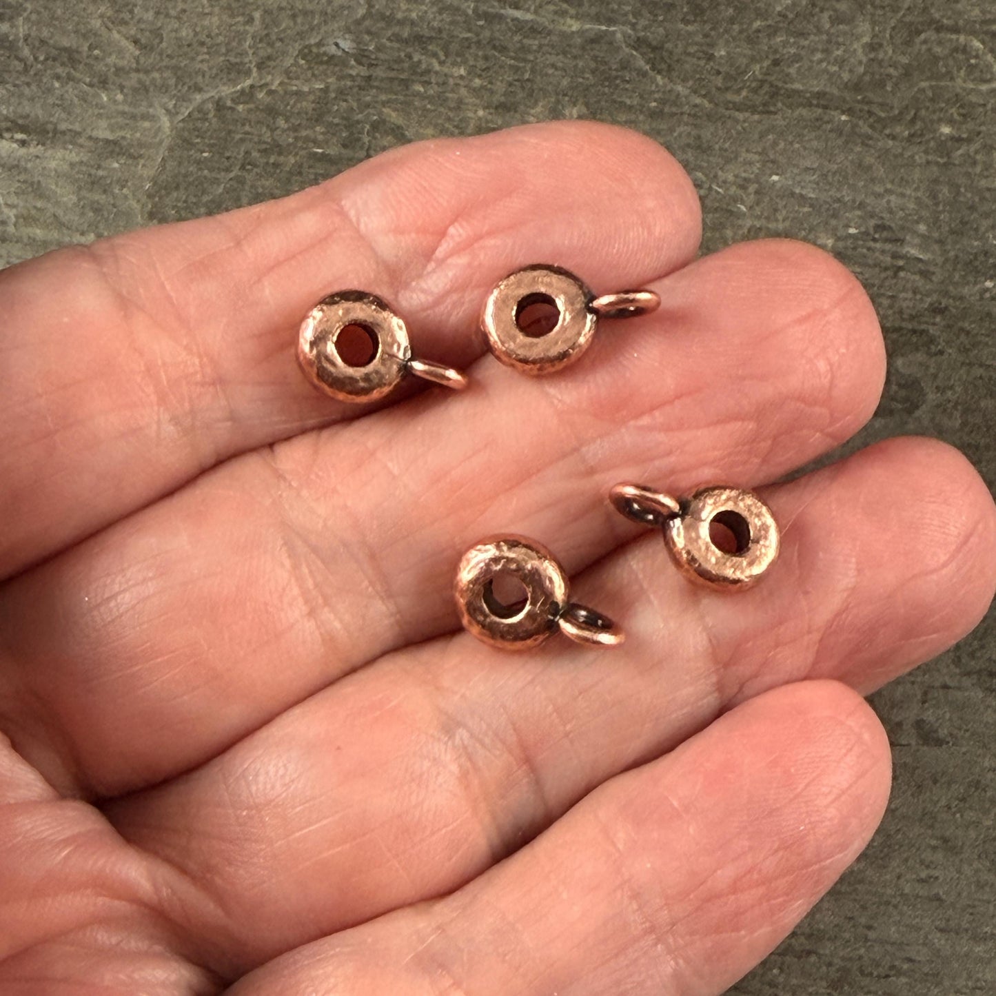 TierraCast Hammered Spacer Bead with Bail Loop, 8x3mm Spacer 2.75mm Hole (PF/892-87.lt) * Qty. 4