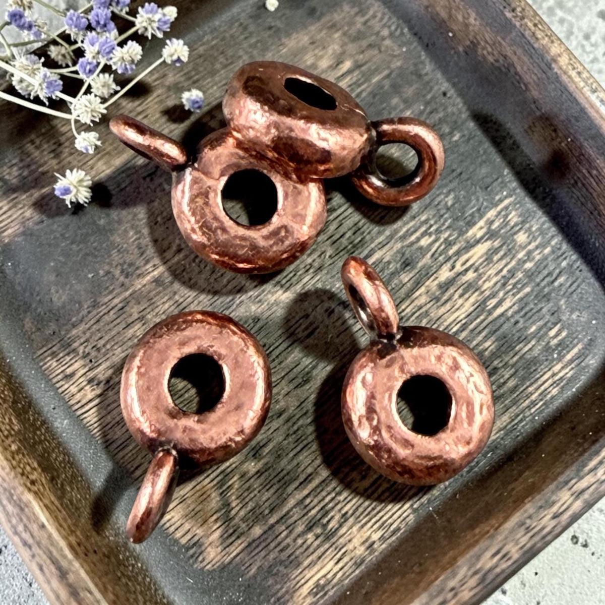 TierraCast Hammered Spacer Bead with Bail Loop, 8x3mm Spacer 2.75mm Hole (PF/892-87.lt) * Qty. 4