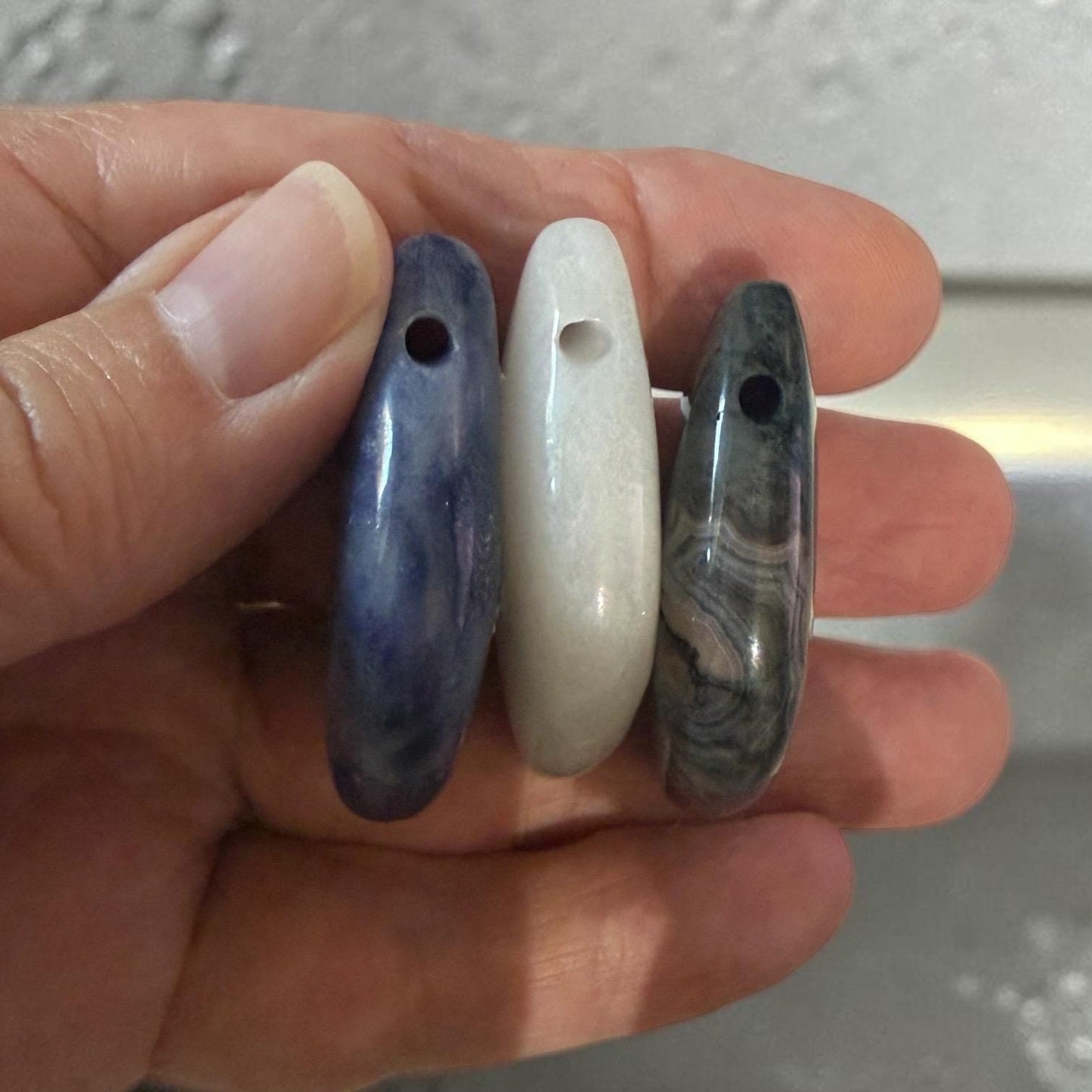 Gemstone Pendant, Leaf or Petal Shape Pendant, Vertical Top Drilled Large Hole * 1 Pendant