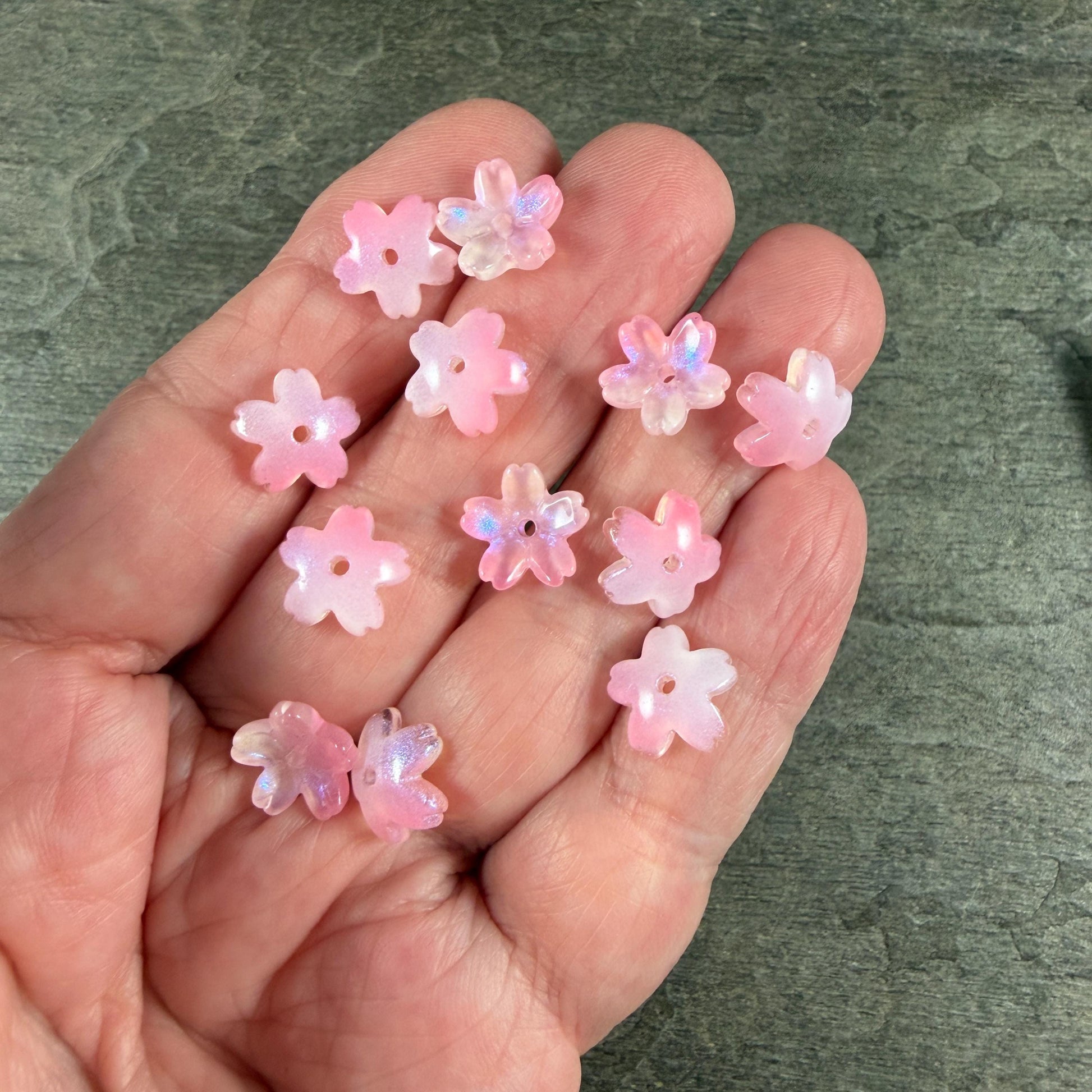 Pink Flower Petal Bead Caps, 10.5mm Curved Flower (44A55-02) * Qty. 20