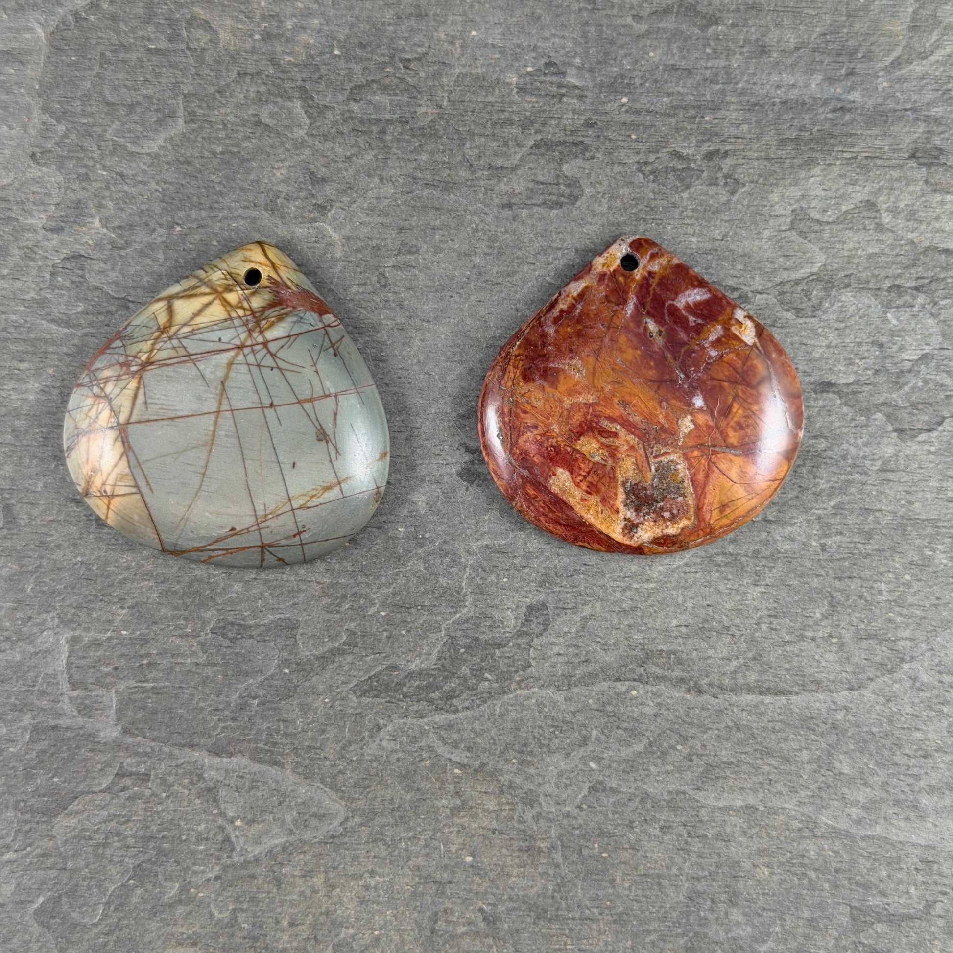 Red Picasso Jasper, Wide Teardrop Gemstone Pendant, 40mm (PJTD-2) * Qty. 1