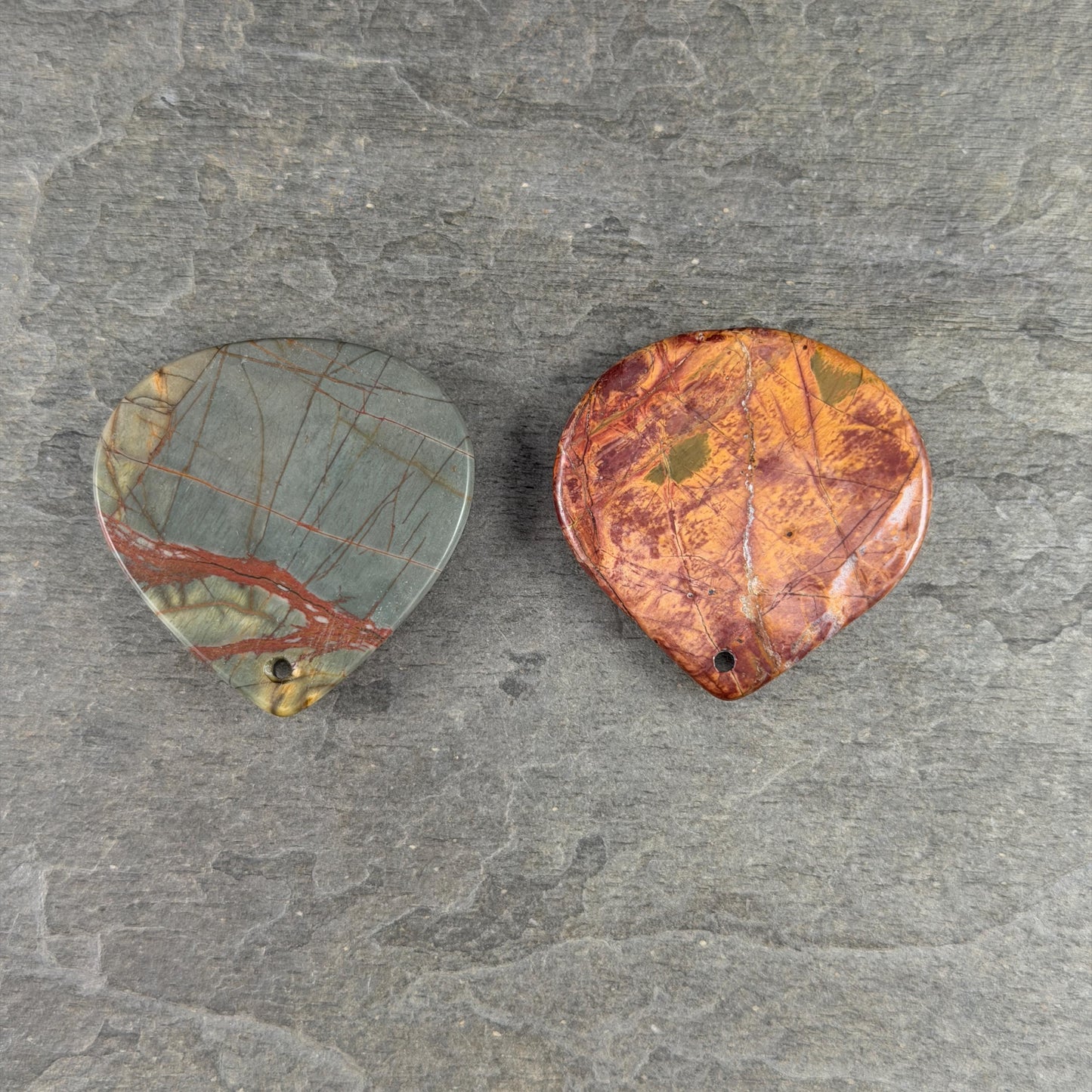 Red Picasso Jasper, Wide Teardrop Gemstone Pendant, 40mm (PJTD-2) * Qty. 1