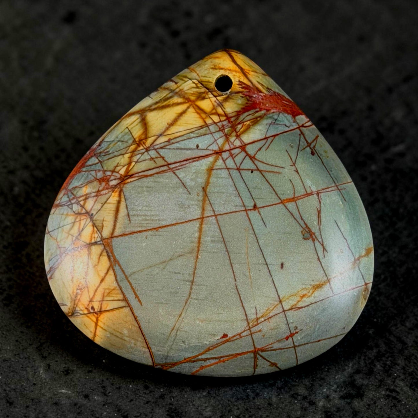Picasso Jasper, Wide Teardrop Gemstone Pendant, 40mm (PJTD-1) * Qty. 1