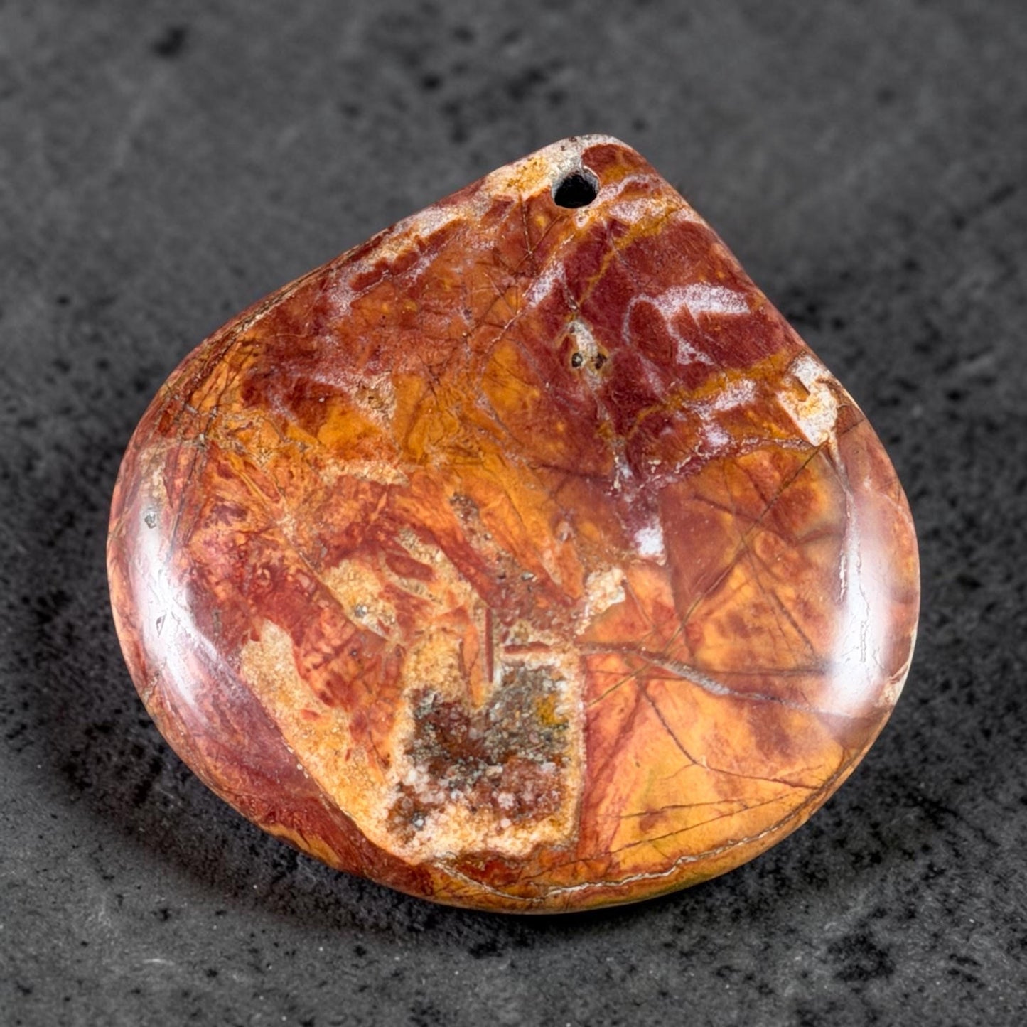 Red Picasso Jasper, Wide Teardrop Gemstone Pendant, 40mm (PJTD-2) * Qty. 1