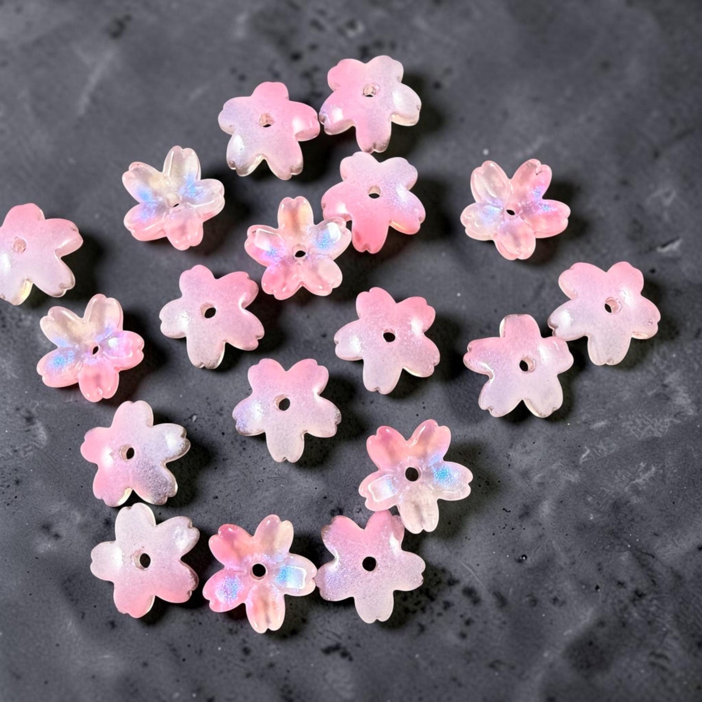 Pink Flower Petal Bead Caps, 10.5mm Curved Flower (44A55-02) * Qty. 20