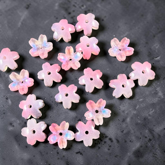 Pink Flower Petal Bead Caps, 10.5mm Curved Flower (44A55-02) * Qty. 20