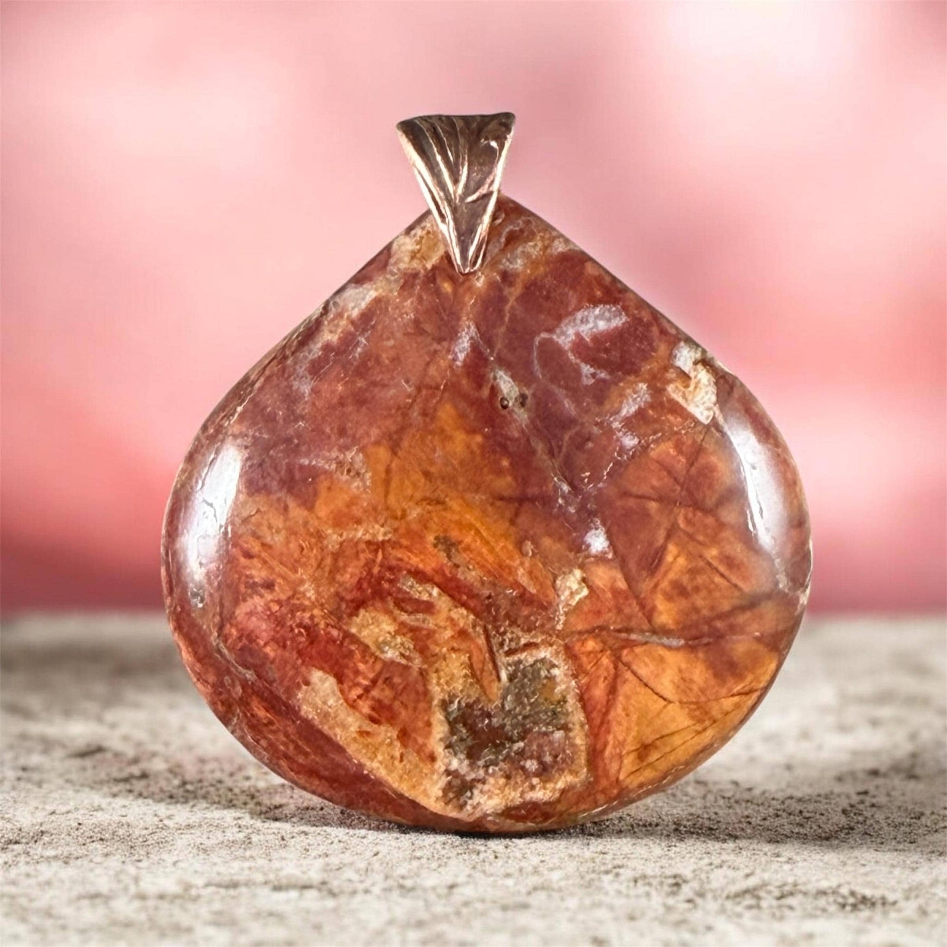 Red Picasso Jasper, Wide Teardrop Gemstone Pendant, 40mm (PJTD-2) * Qty. 1