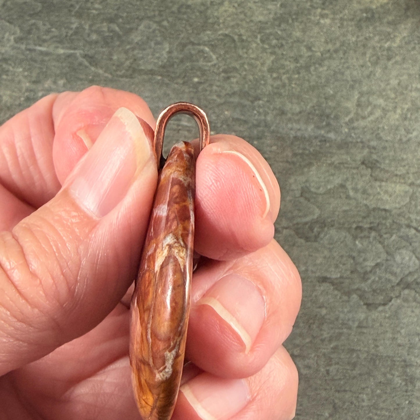 Red Picasso Jasper, Wide Teardrop Gemstone Pendant, 40mm (PJTD-2) * Qty. 1
