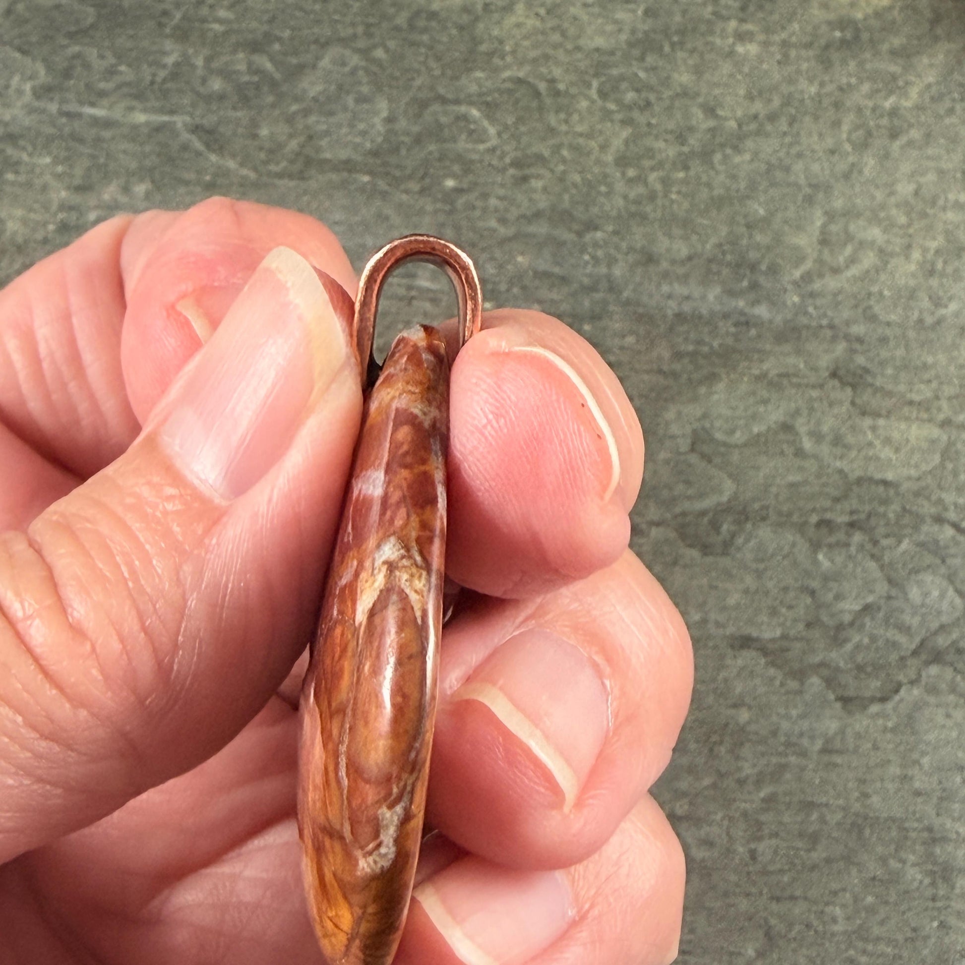Red Picasso Jasper, Wide Teardrop Gemstone Pendant, 40mm (PJTD-2) * Qty. 1