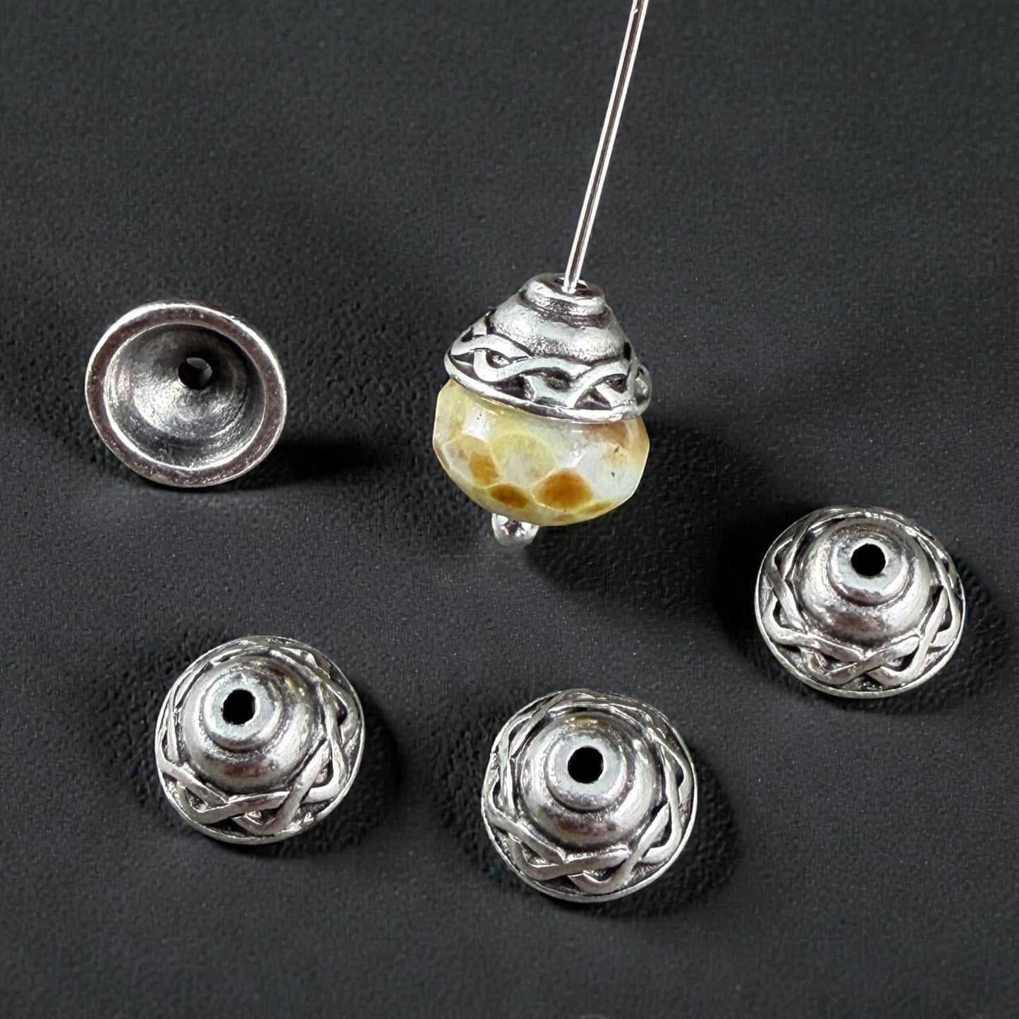 TierraCast 8mm Celtic Bead Caps, Antiqued Silver Plated Pewter (PF/745-77) * Qty. 6