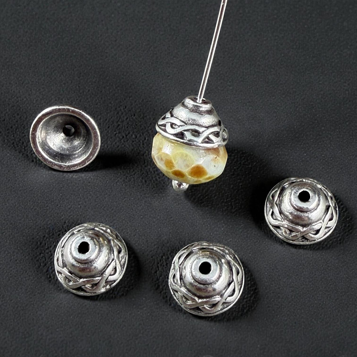TierraCast 8mm Celtic Bead Caps, Antiqued Silver Plated Pewter (PF/745-77) * Qty. 6