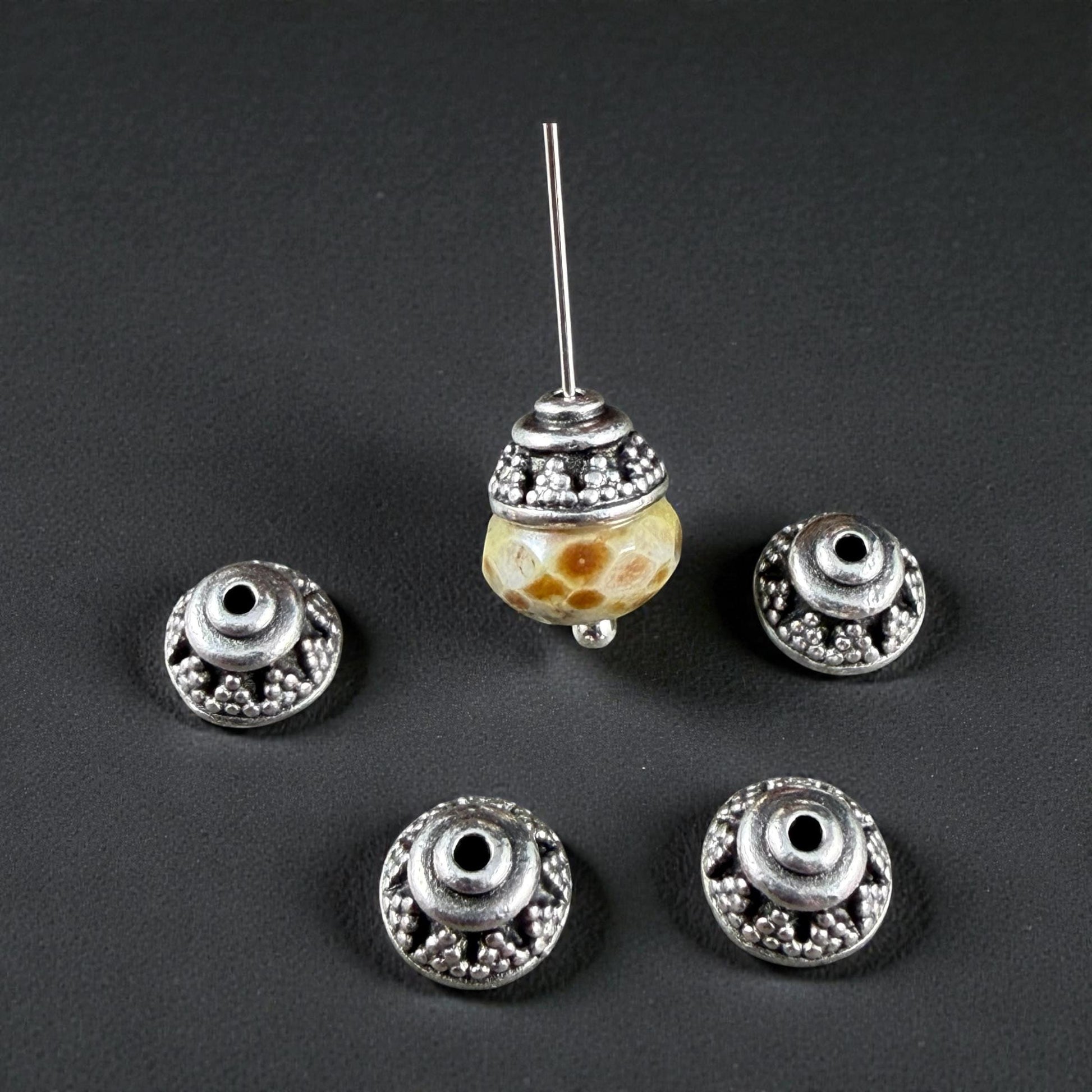 TierraCast 8mm Bali Bead Caps, Antiqued Silver Plated Pewter (PF/773-77) * Qty. 6