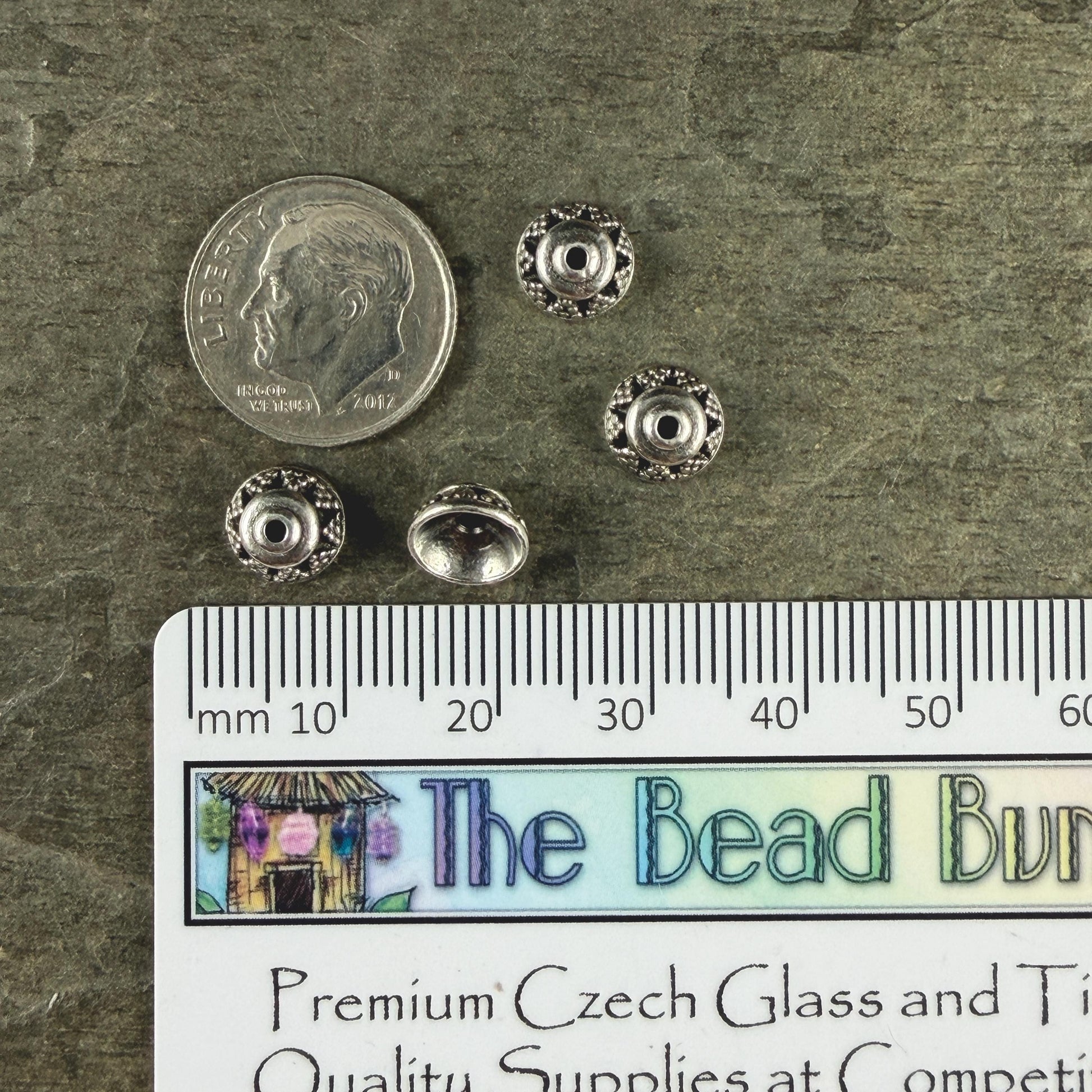 TierraCast 8mm Bali Bead Caps, Antiqued Silver Plated Pewter (PF/773-77) * Qty. 6