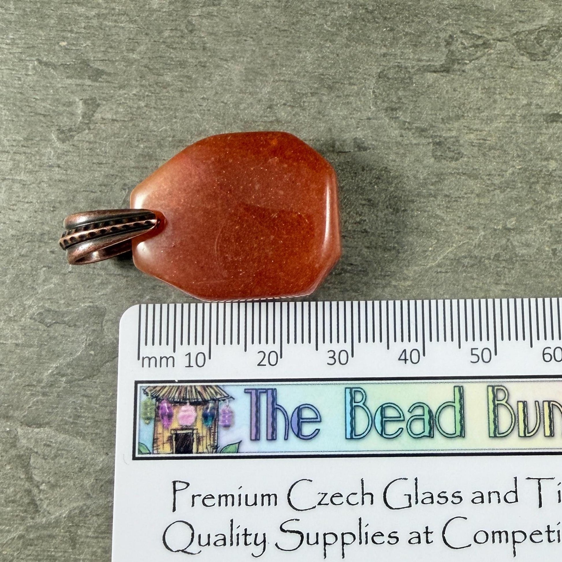 Orange Aventurine Gemstone Pendant, 29x23mm (Orange-1) * Qty. 1