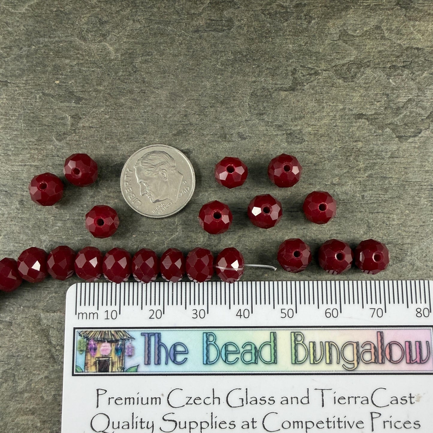 8x6mm Dark Red Rondelle, Garnet Faceted Glass Beads (Garnet-8) * 36 Beads