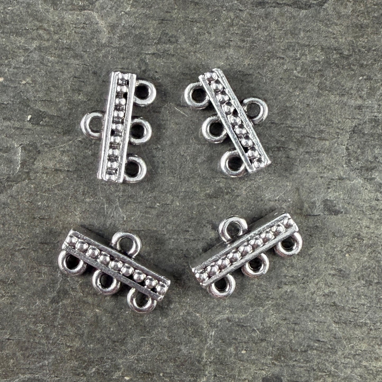 TierraCast Beaded 3 to 1 Link, Multi-Strand Connector Antiqued Silver Plated (PF/659-77) * Qty. 4