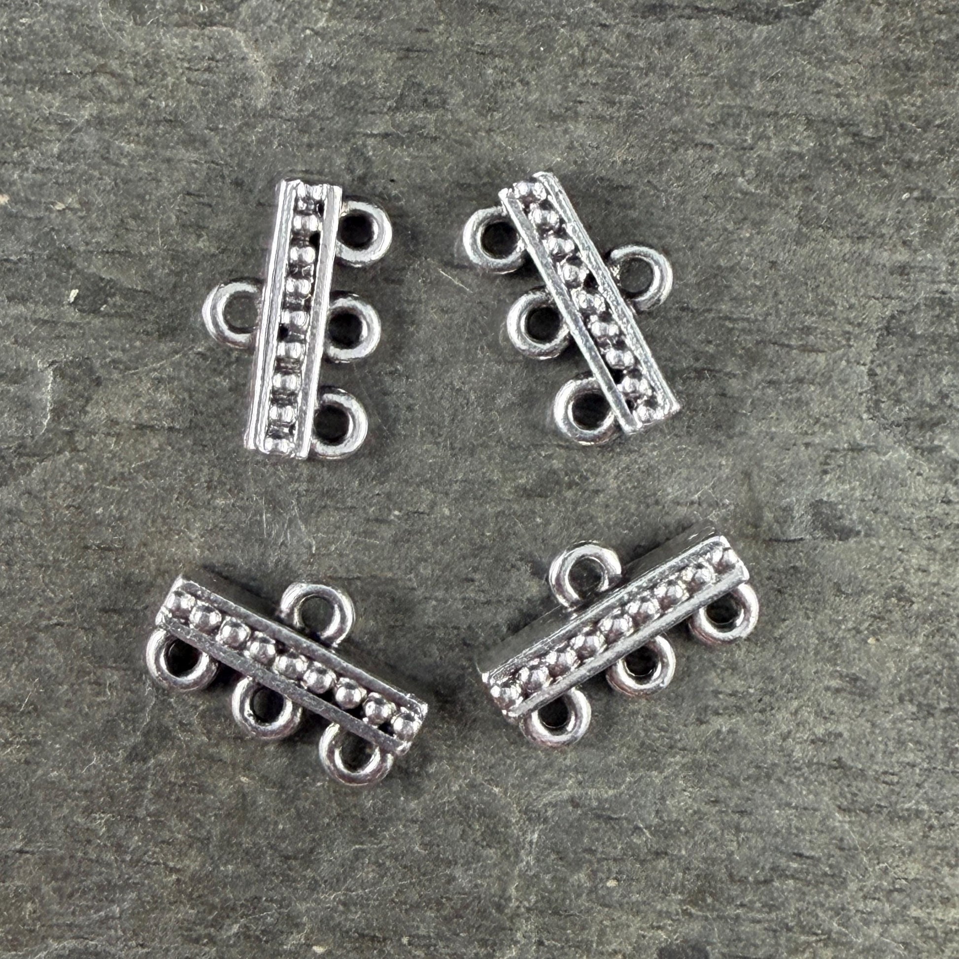 TierraCast Beaded 3 to 1 Link, Multi-Strand Connector Antiqued Silver Plated (PF/659-77) * Qty. 4