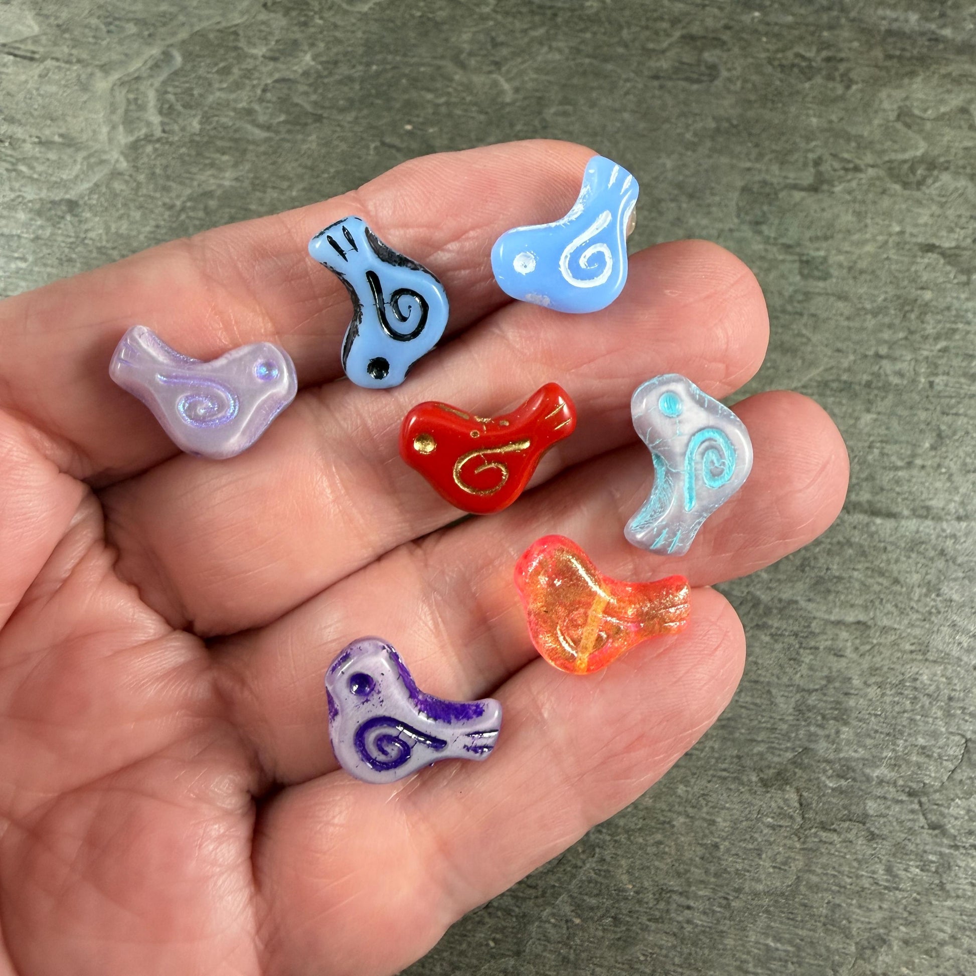 Czech Beads - Glass Bird Bead, 12x16mm, Fuchsia and Orange (00030-541024) * 10 Beads