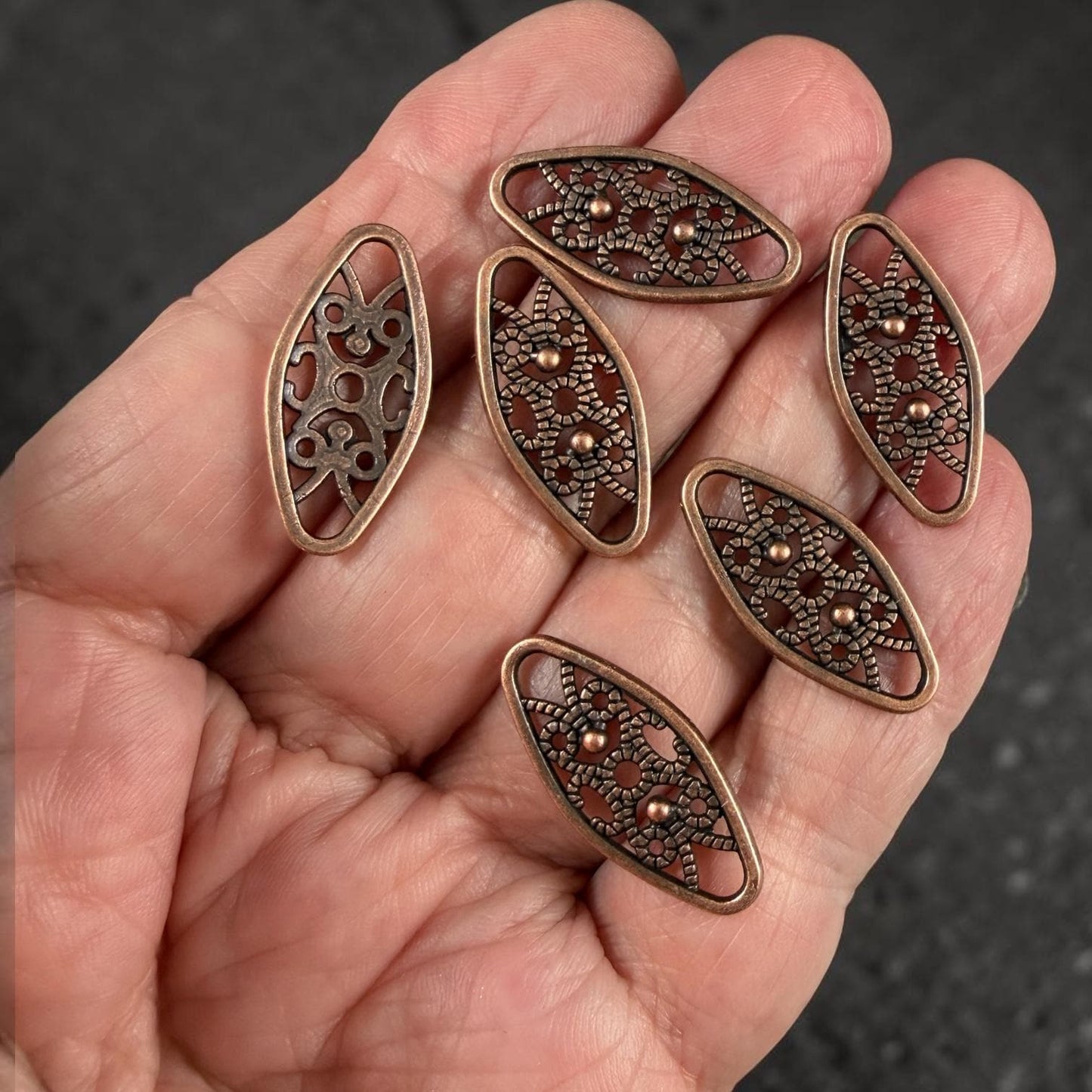 Antiqued Copper Link, 24x11mm Marquise Oval, Nickel Free Copper Connector (RLF11579Y-NF) * Qty. 30
