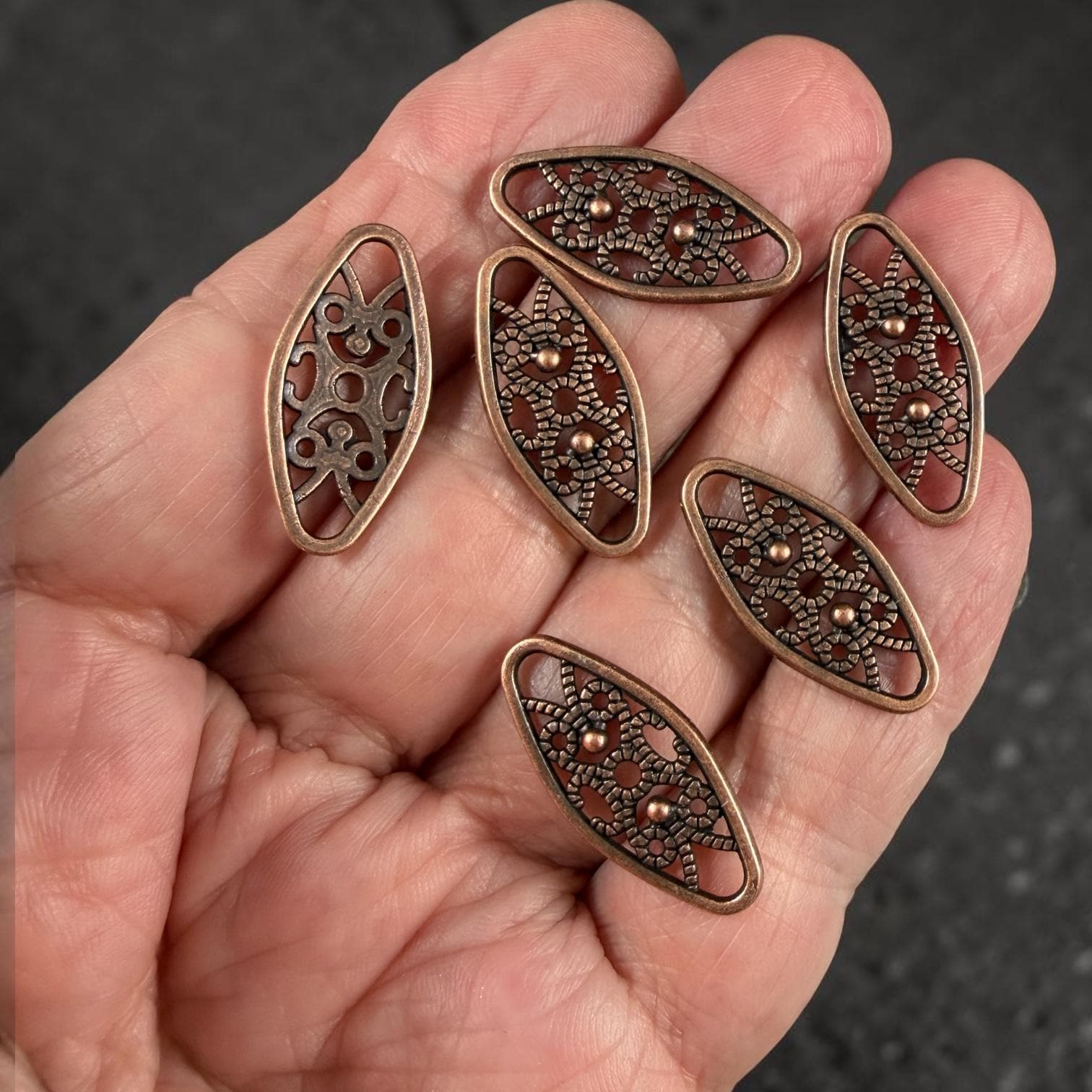 Antiqued Copper Link, 24x11mm Marquise Oval, Nickel Free Copper Connector (RLF11579Y-NF) * Qty. 30