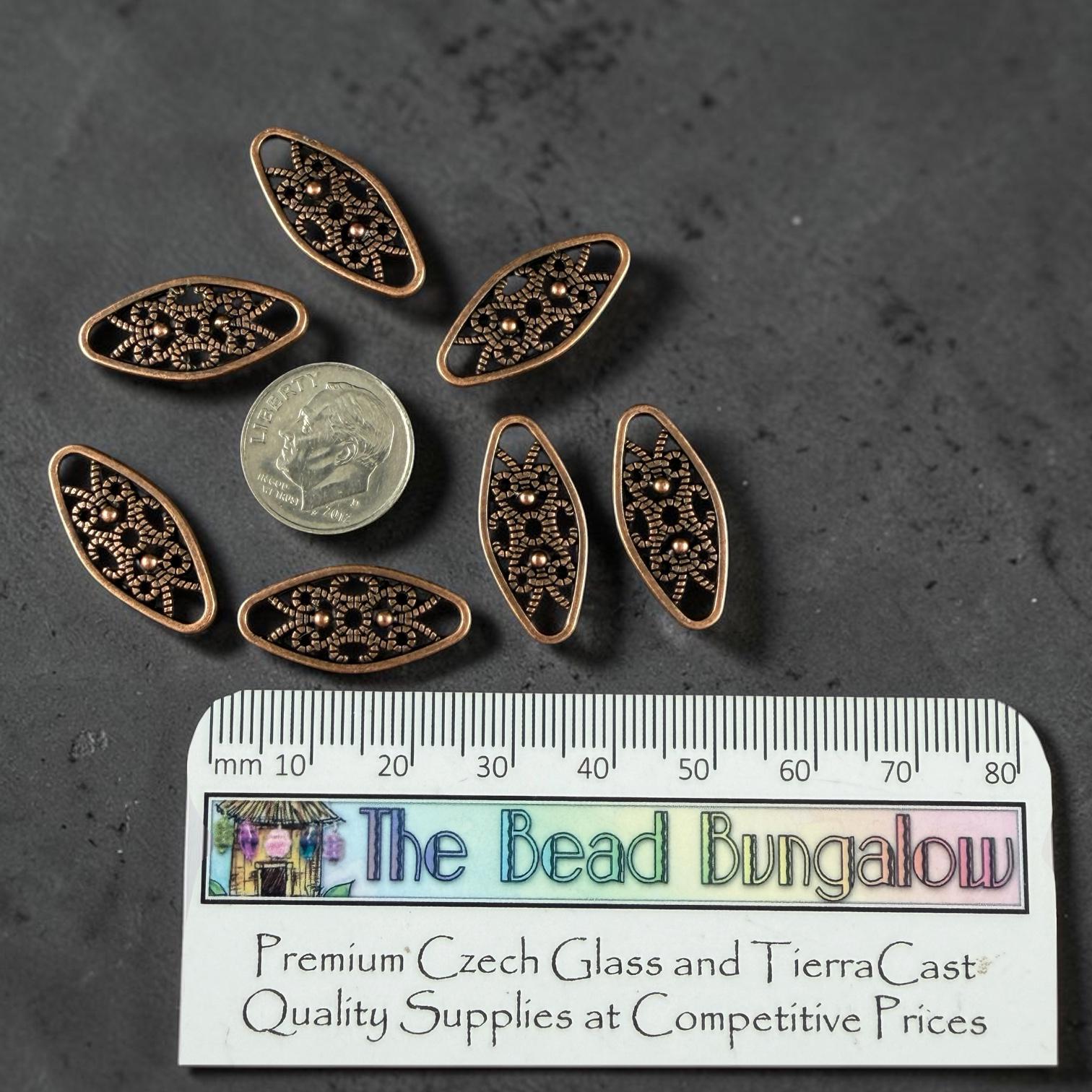 Antiqued Copper Link, 24x11mm Marquise Oval, Nickel Free Copper Connector (RLF11579Y-NF) * Qty. 30