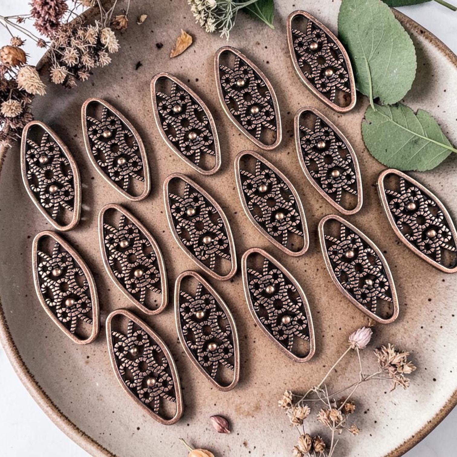 Antiqued Copper Link, 24x11mm Marquise Oval, Nickel Free Copper Connector (RLF11579Y-NF) * Qty. 30