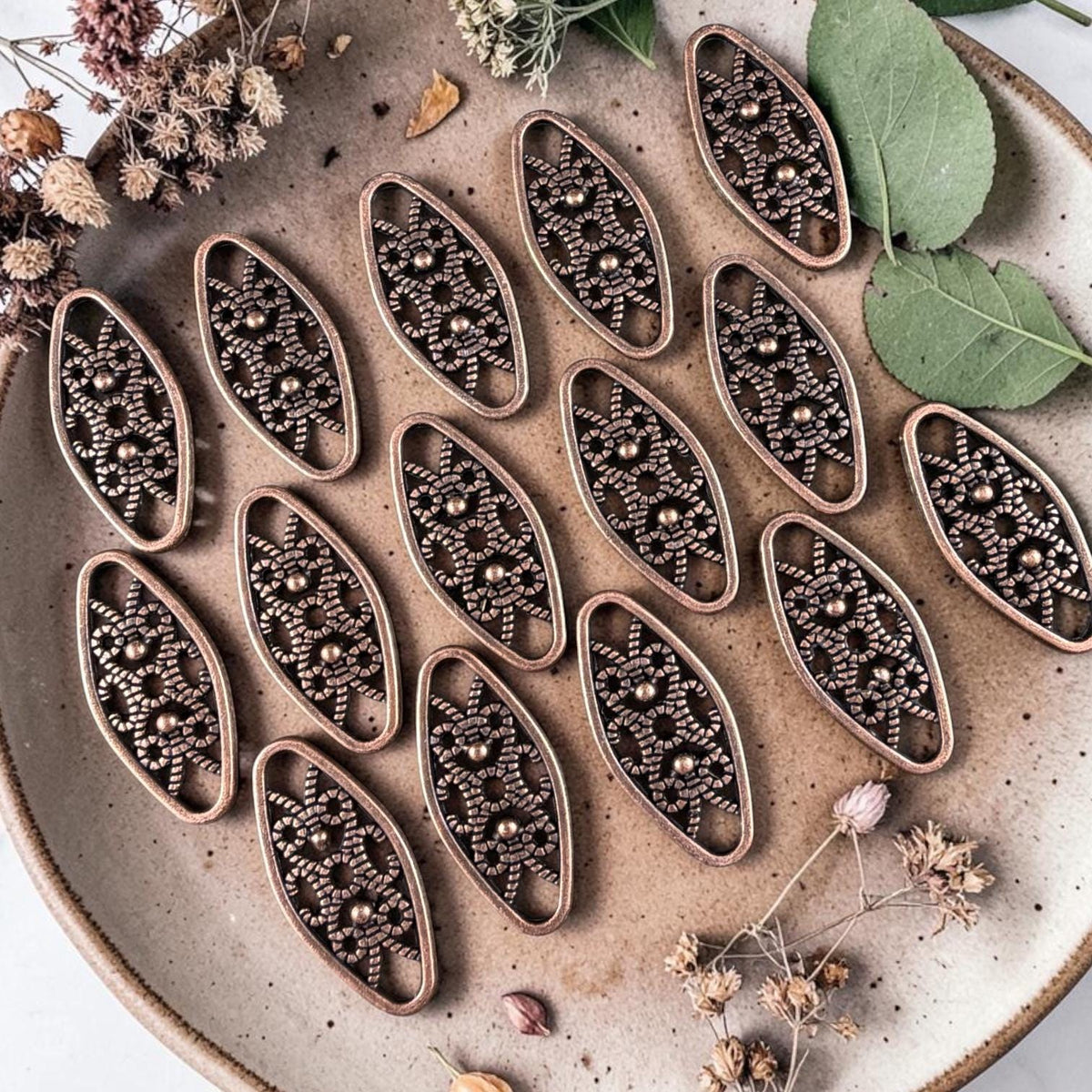 Antiqued Copper Link, 24x11mm Marquise Oval, Nickel Free Copper Connector (RLF11579Y-NF) * Qty. 30