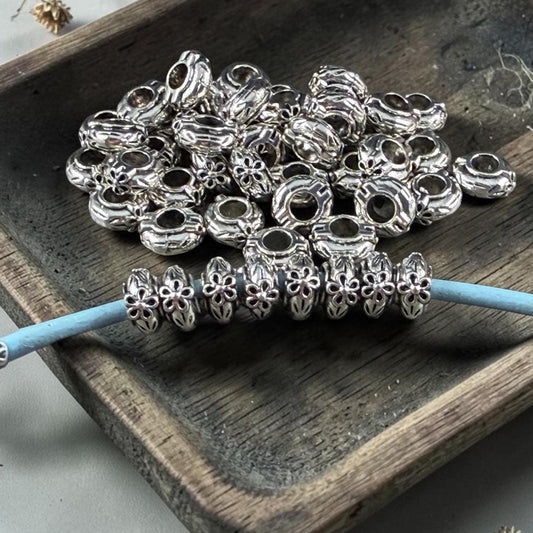 Antiqued Silver Large Hole Beads, 6.5x3mm Rondelle with 2.5mm Hole (T005-06AS) * Qty. 100
