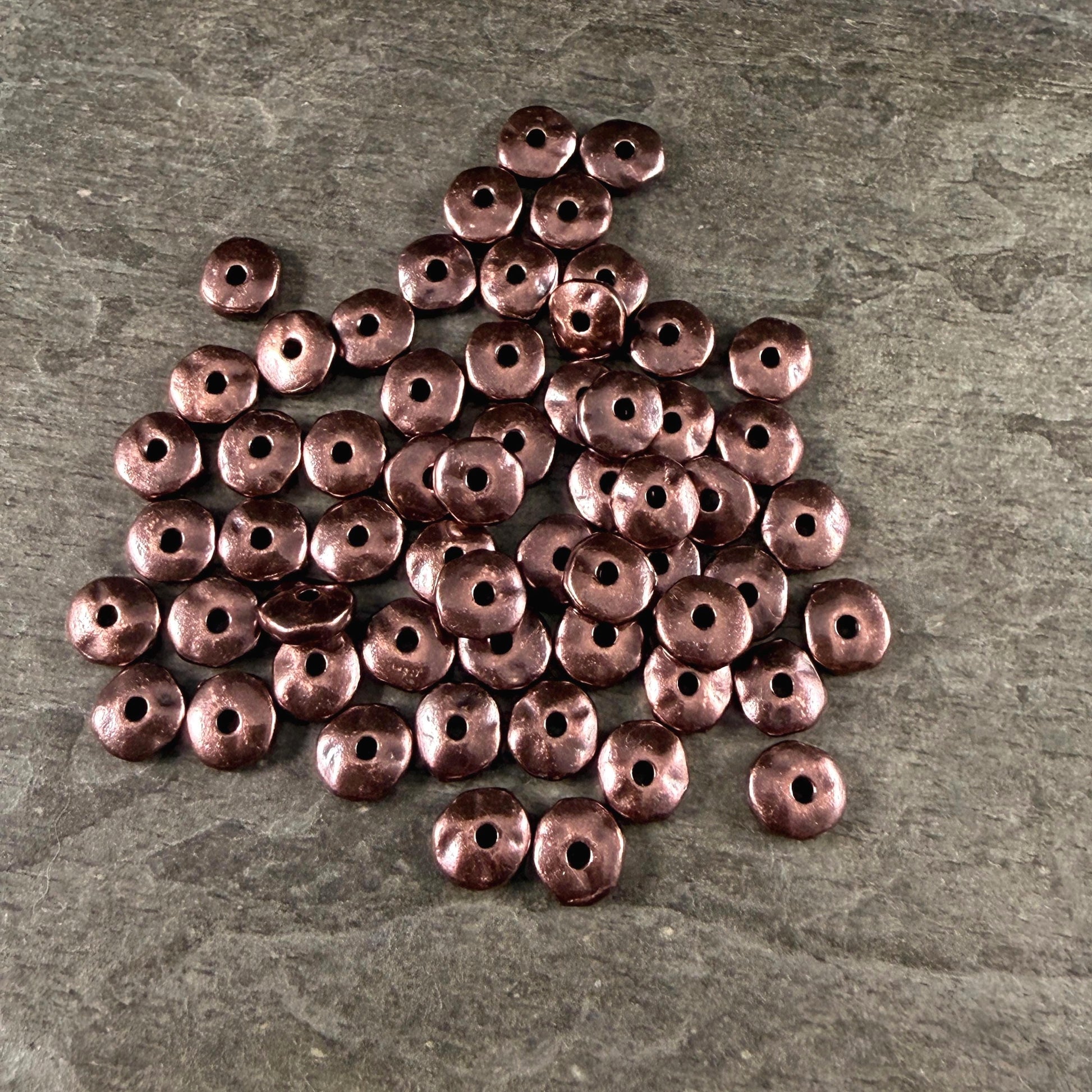 TierraCast 7mm Nugget Rondelle, Dark Antiqued Copper Plated (PF/399-87) * 20 Beads