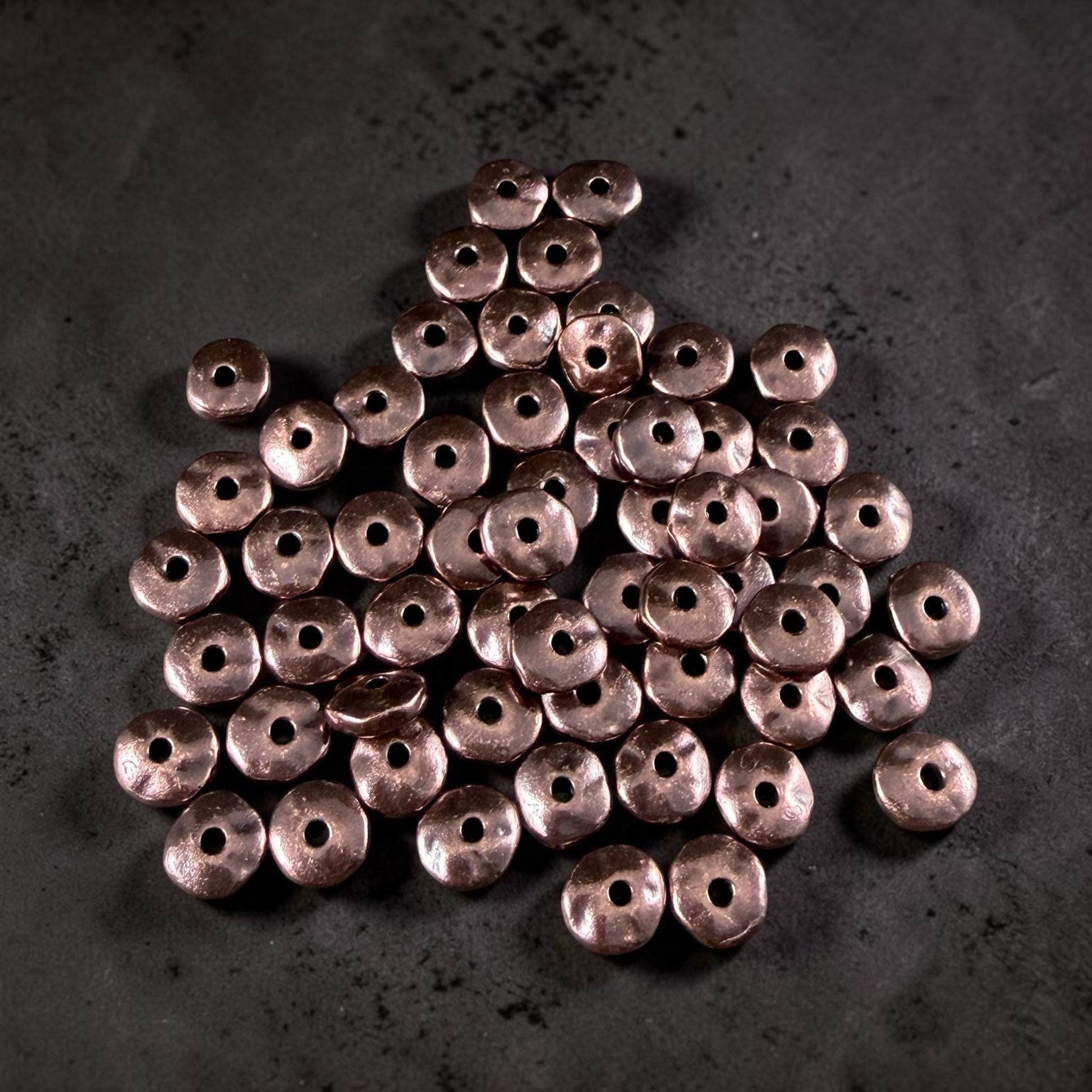TierraCast 7mm Nugget Rondelle, Dark Antiqued Copper Plated (PF/399-87) * 20 Beads