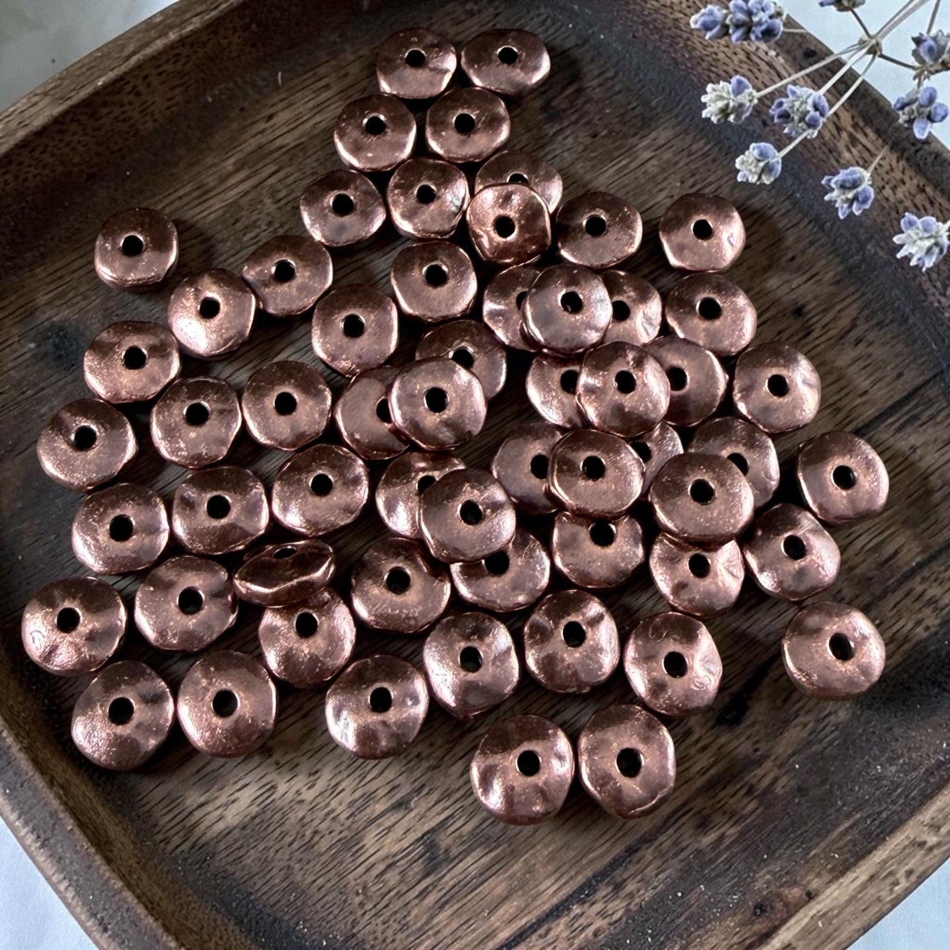 TierraCast 7mm Nugget Rondelle, Dark Antiqued Copper Plated (PF/399-87) * 20 Beads