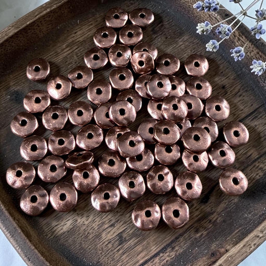 TierraCast 7mm Nugget Rondelle, Dark Antiqued Copper Plated (PF/399-87) * 20 Beads