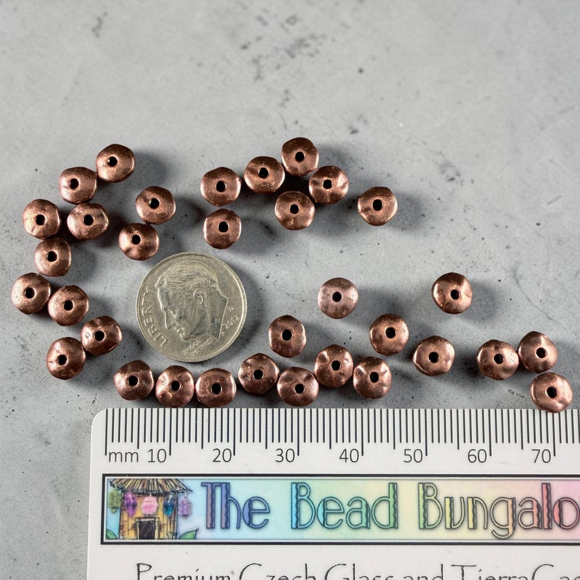 TierraCast 7mm Nugget Rondelle, Dark Antiqued Copper Plated (PF/399-87) * 20 Beads