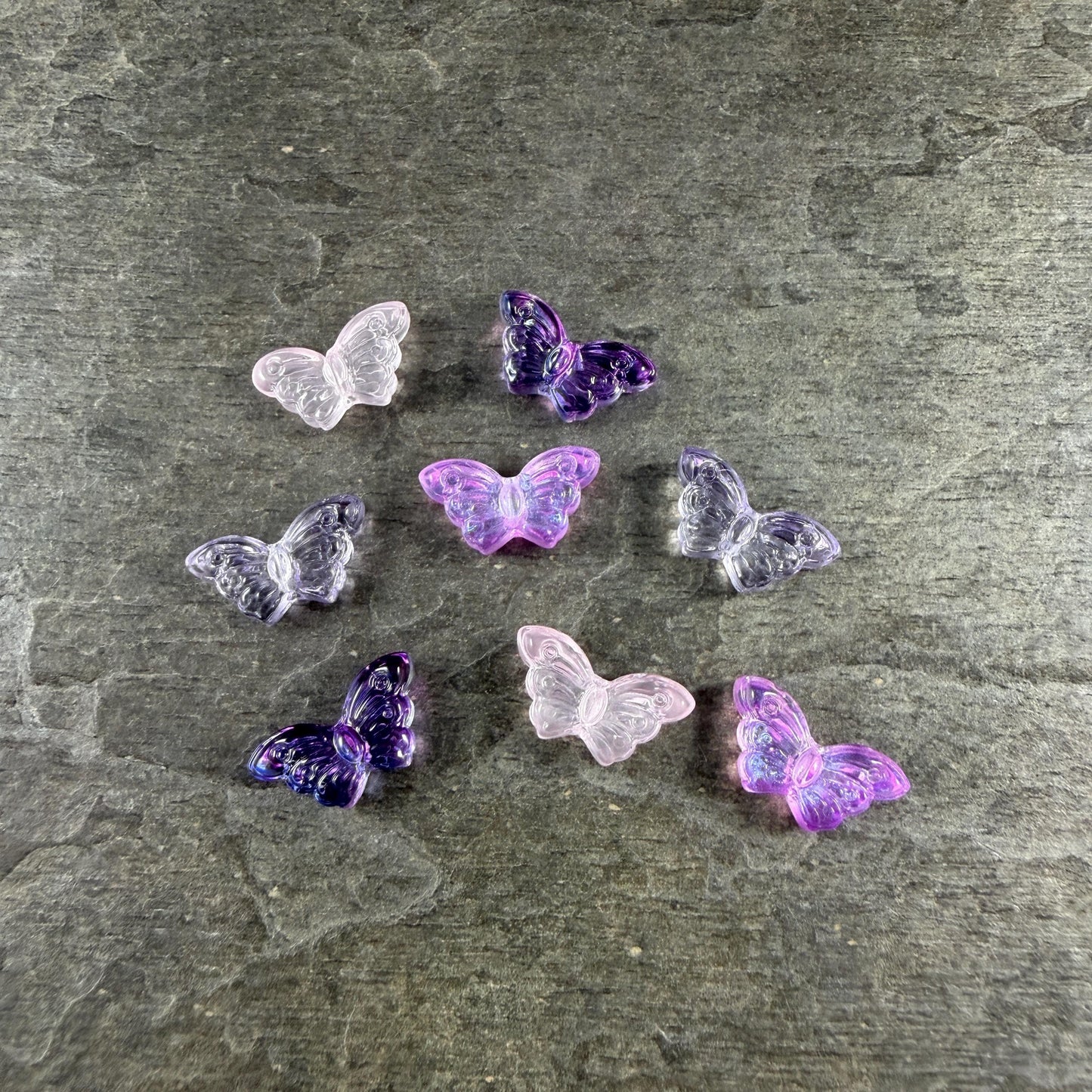 Glass Beads - Purple and Pink Frilly Butterfly Mix * 16 Beads