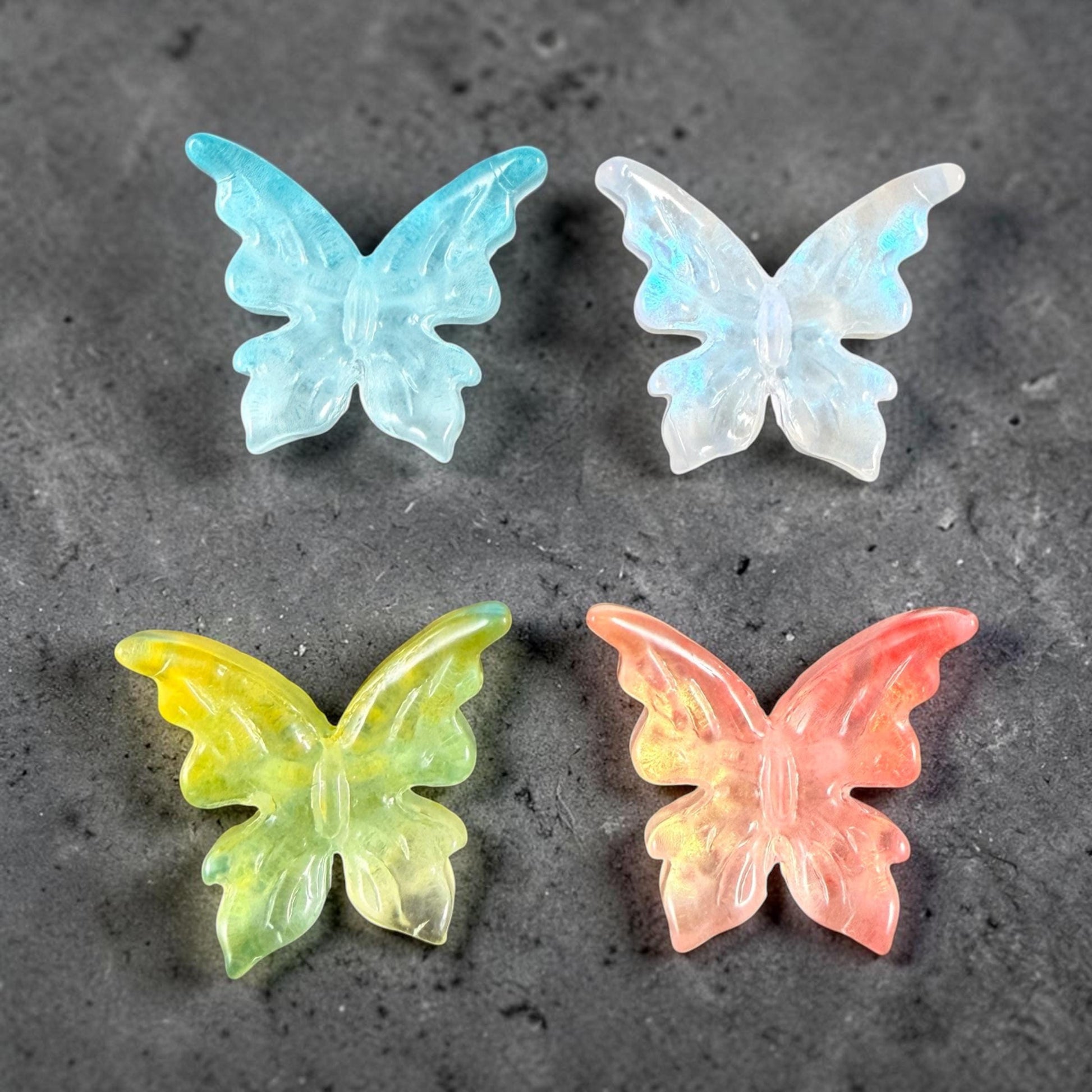 Large Glass Butterfly - Pretty Pastels, Colorful Peach, Blue and Yellow Focal Beads * Qty. 4
