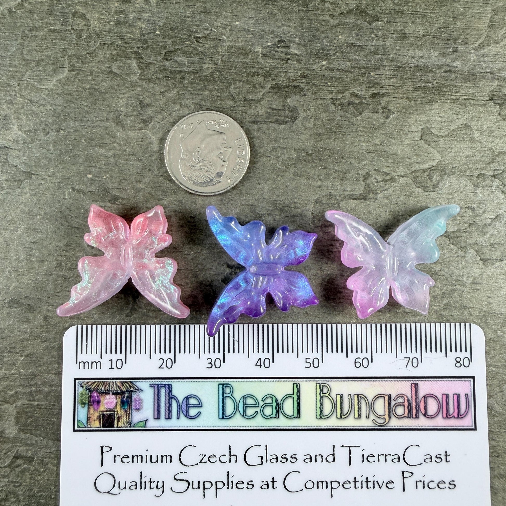 Large Glass Butterfly - Lavender Lilac, and Pink Focal Beads * 6 Beads