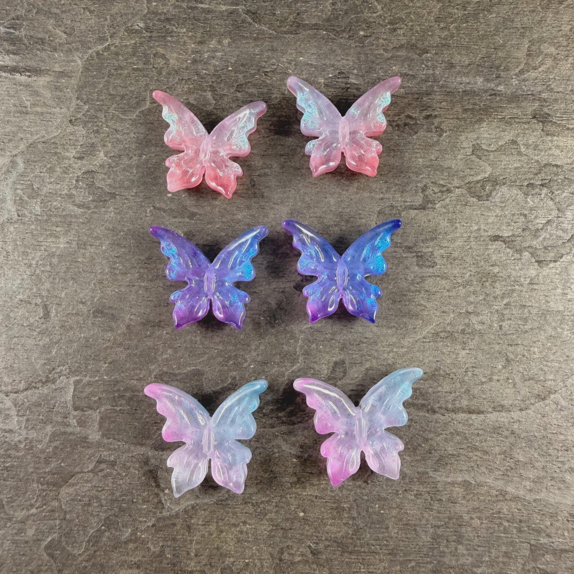 Large Glass Butterfly - Lavender Lilac, and Pink Focal Beads * 6 Beads