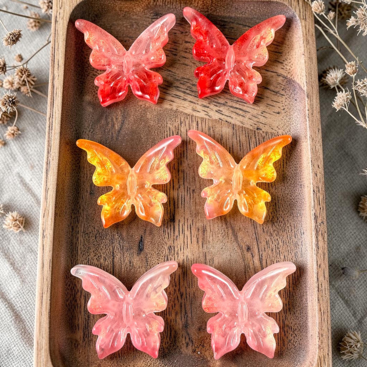Large Glass Butterfly - Watermelon, Peach and Pink Focal Beads * 6 Beads