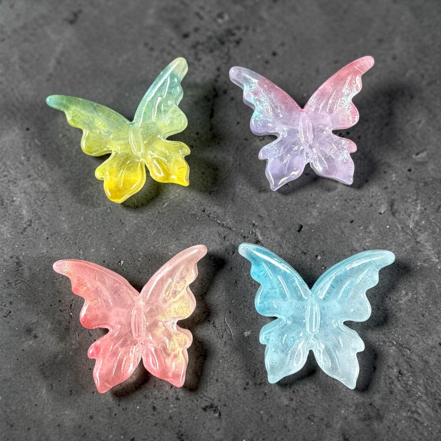 Large Glass Butterfly - Pretty Pastels, Lavender, Pink, Blue and Yellow Focal Beads * Qty. 4