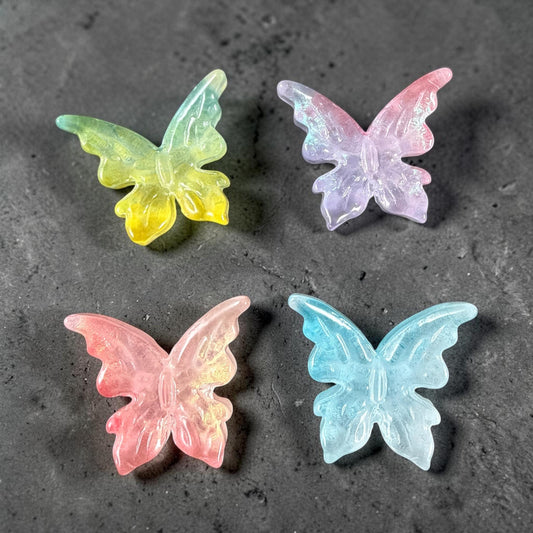 Large Glass Butterfly - Pretty Pastels, Lavender, Pink, Blue and Yellow Focal Beads * Qty. 4