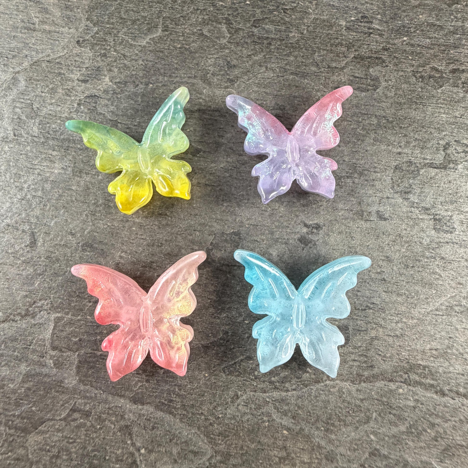 Large Glass Butterfly - Pretty Pastels, Lavender, Pink, Blue and Yellow Focal Beads * Qty. 4