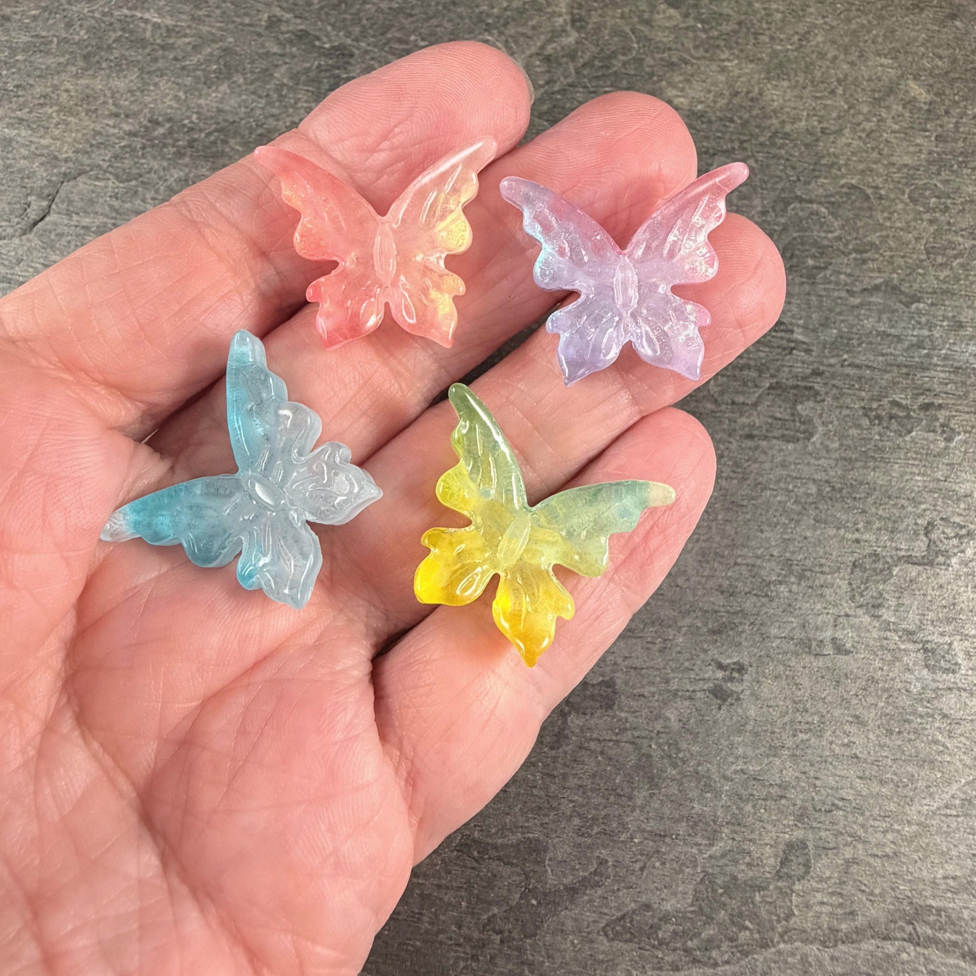Large Glass Butterfly - Pretty Pastels, Lavender, Pink, Blue and Yellow Focal Beads * Qty. 4