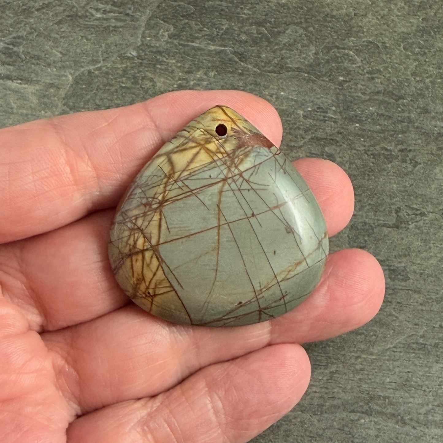 Picasso Jasper, Wide Teardrop Gemstone Pendant, 40mm (PJTD-1) * Qty. 1