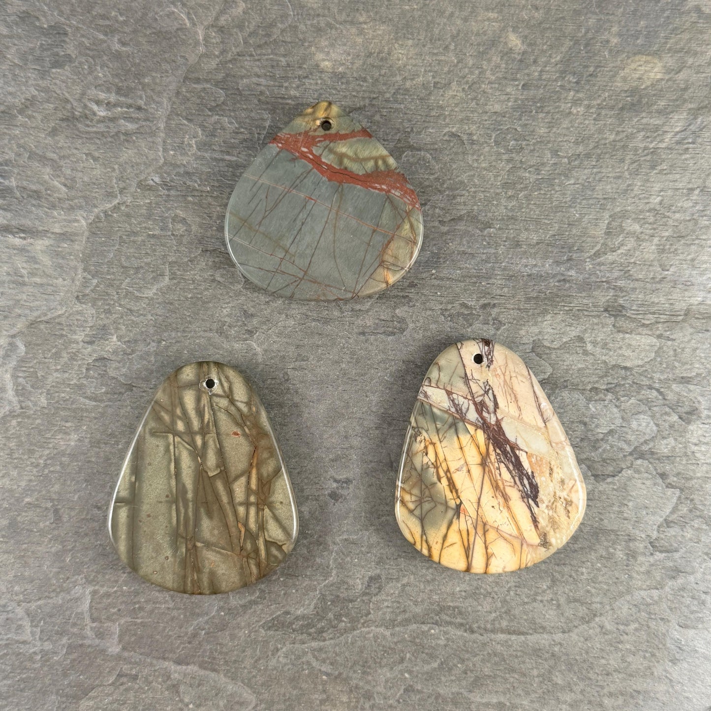 Picasso Jasper, Teardrop Gemstone Pendant, 46x40mm (PJTD-3) * Qty. 1