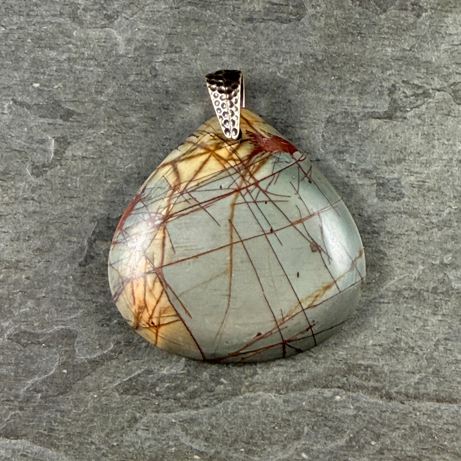 Picasso Jasper, Wide Teardrop Gemstone Pendant, 40mm (PJTD-1) * Qty. 1