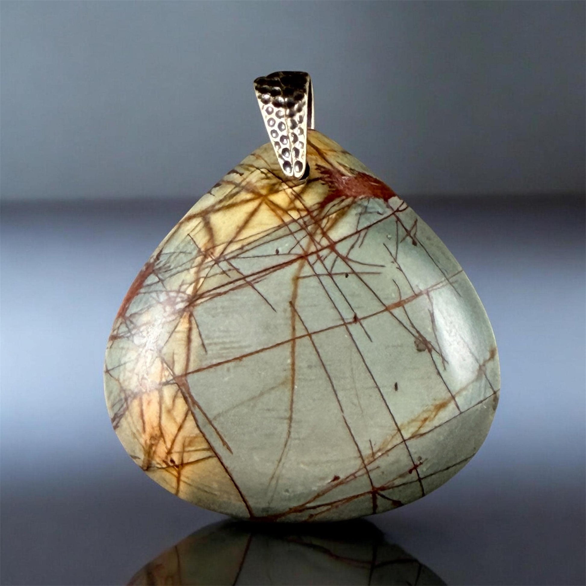 Picasso Jasper, Wide Teardrop Gemstone Pendant, 40mm (PJTD-1) * Qty. 1