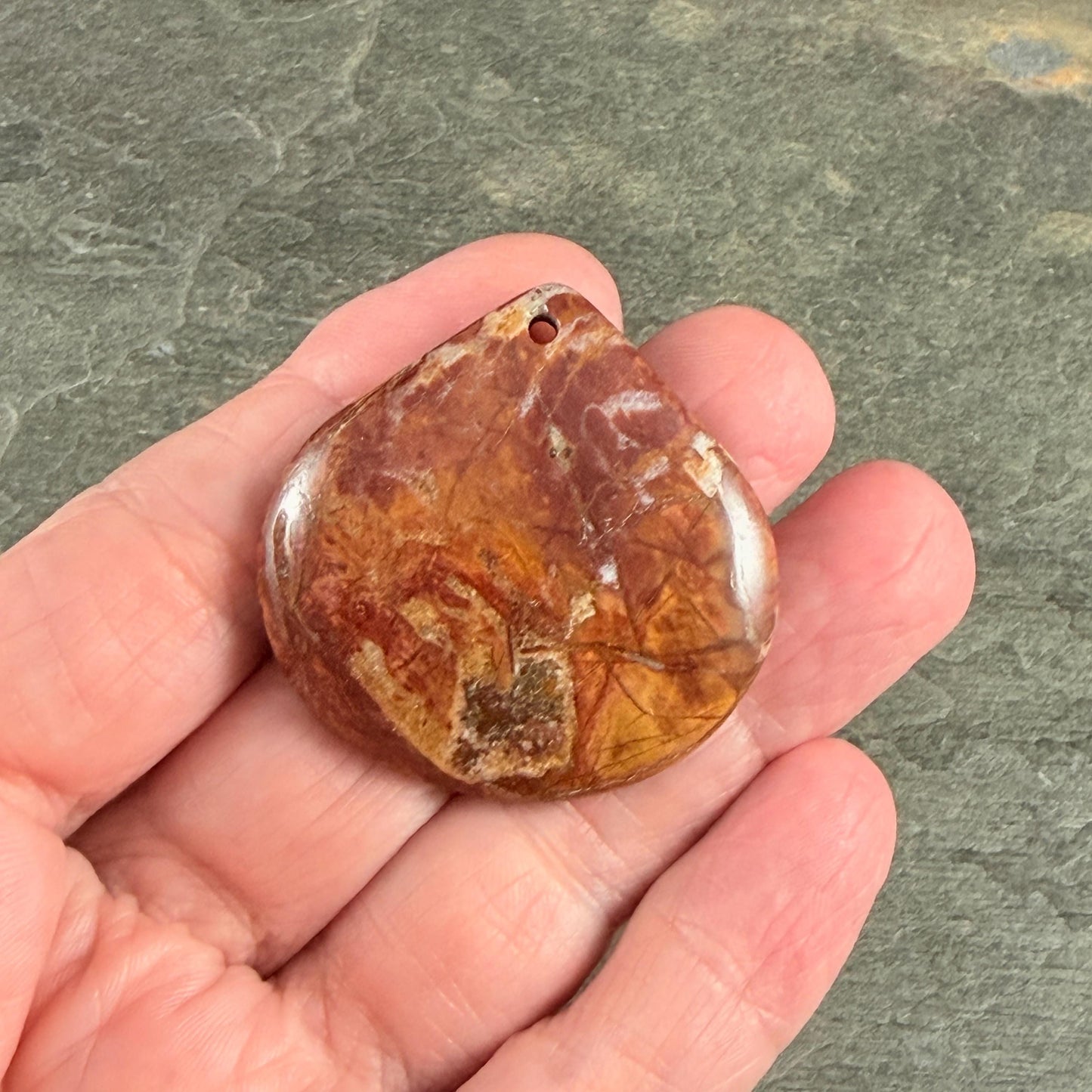 Red Picasso Jasper, Wide Teardrop Gemstone Pendant, 40mm (PJTD-2) * Qty. 1