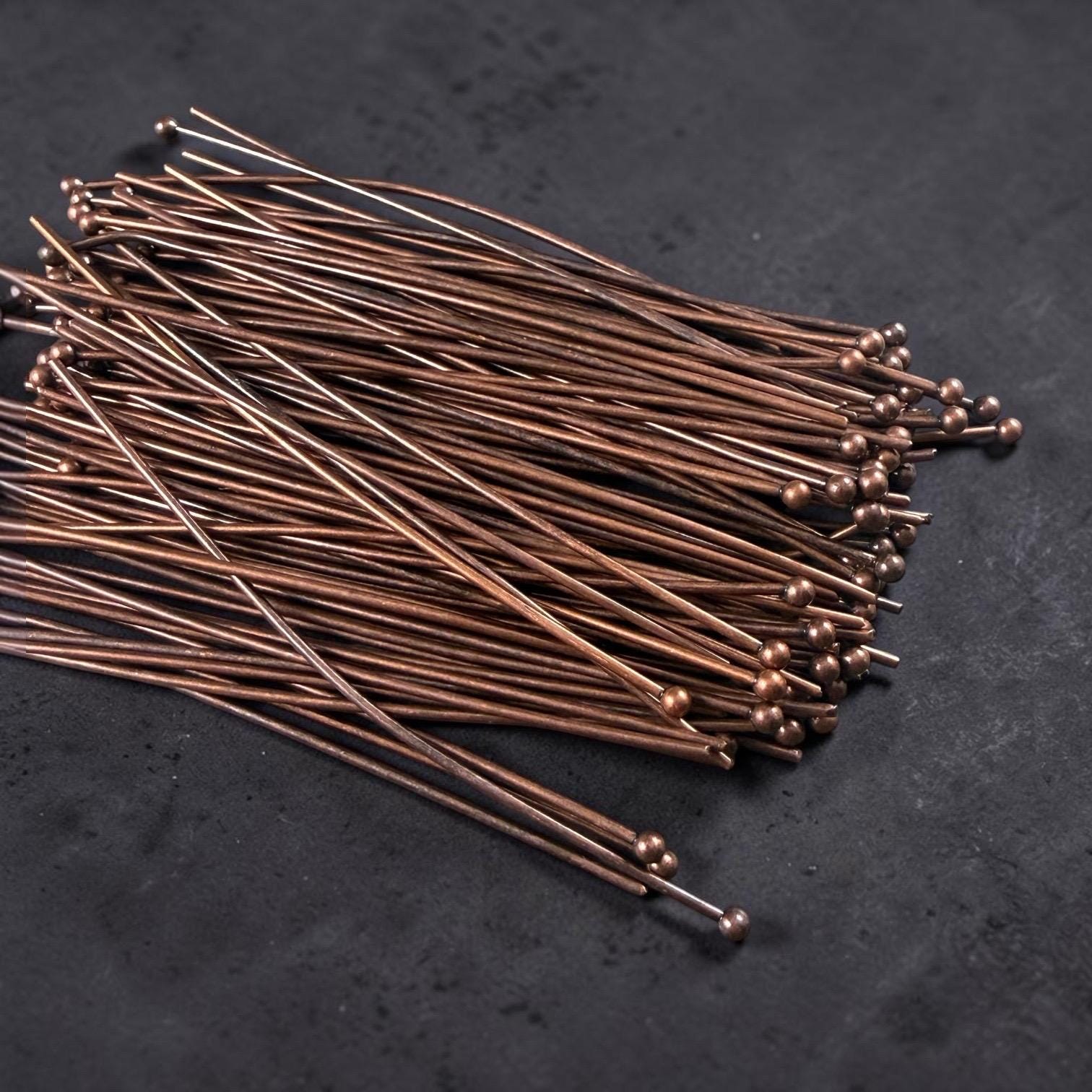 2.4" Antiqued Copper Plated Brass Ball Head Pins, 20 Gauge (CBP-2.4/20g) * Qty. 100
